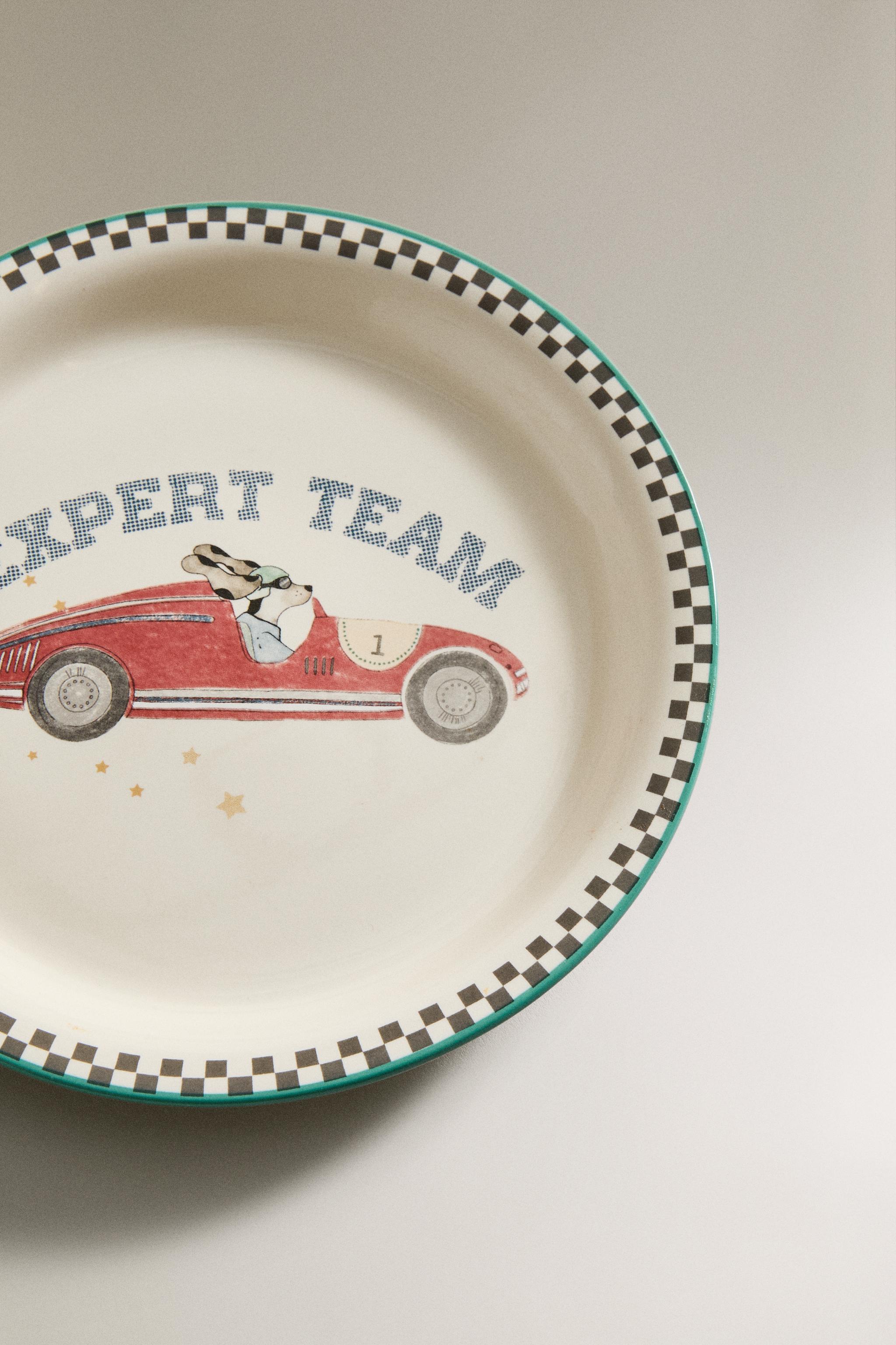 CHILDREN'S CERAMIC RACING DOG PLATE