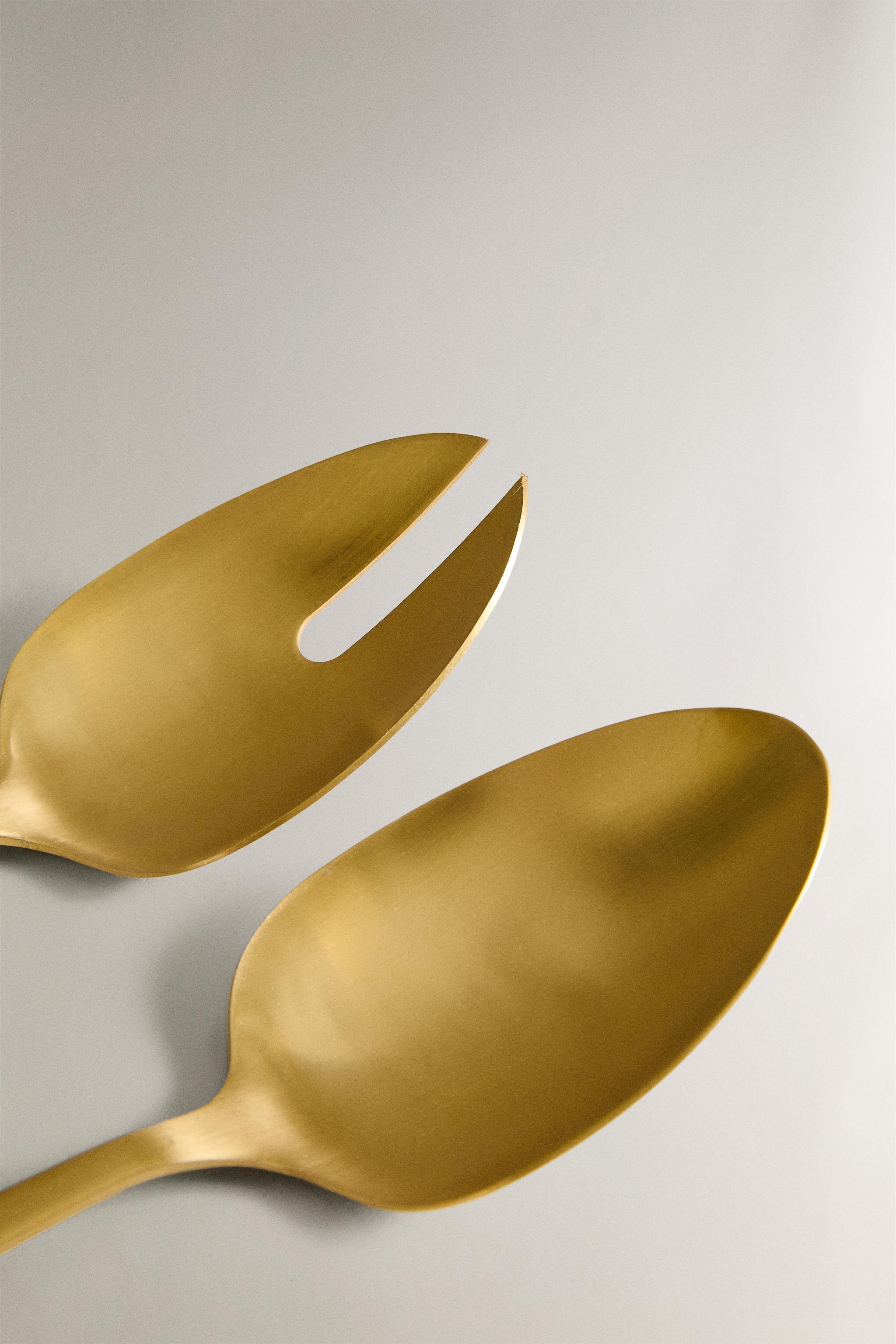 SET OF GOLD STEEL SALAD FLATWARE (SET OF 2)