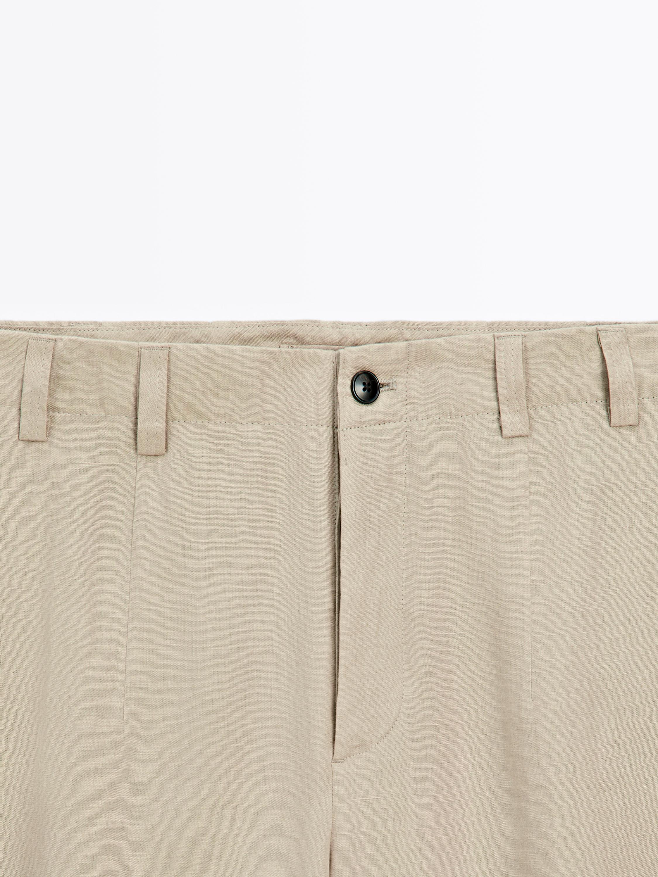 100% linen total look wide-leg trousers