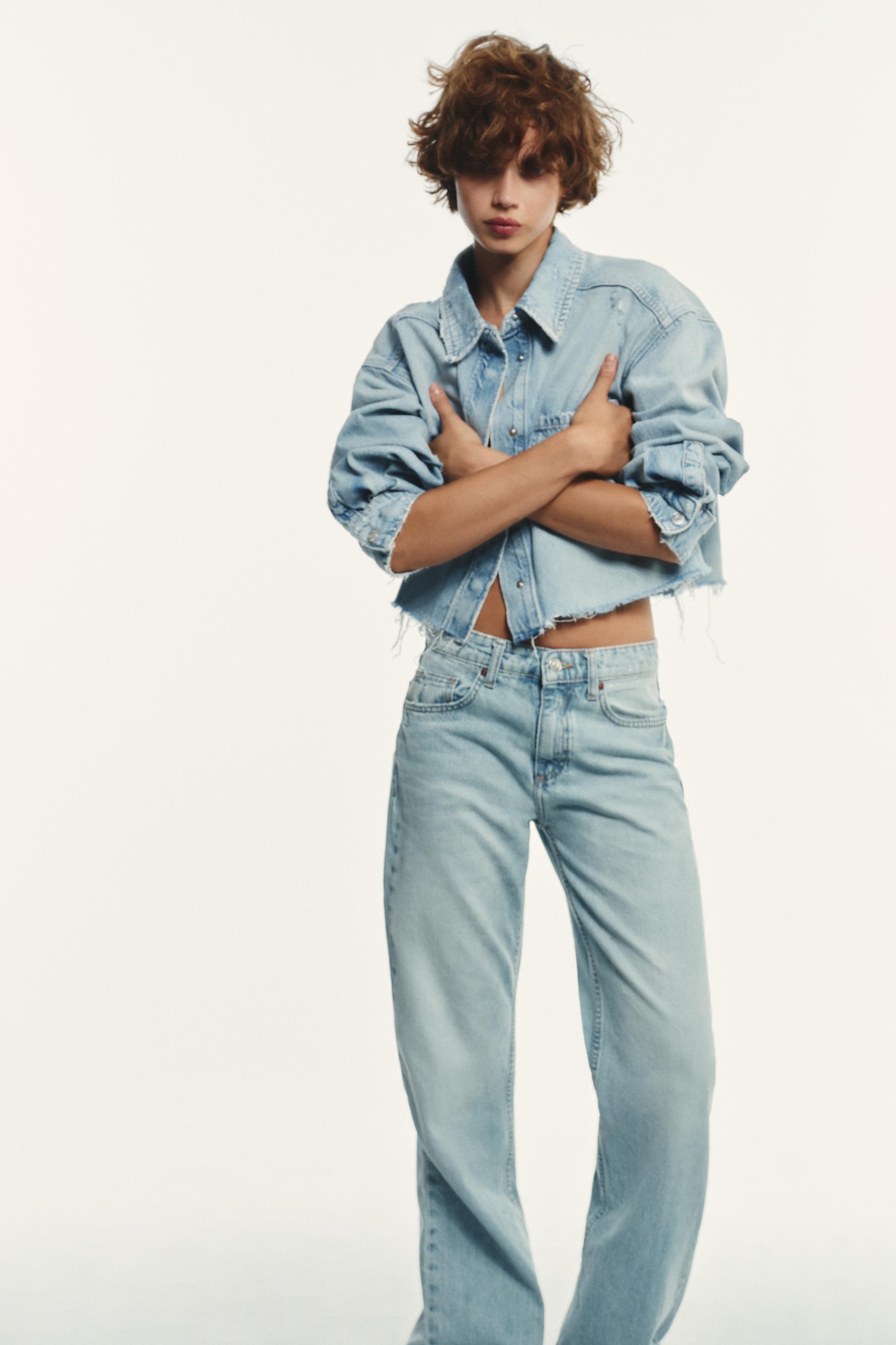 TRF RIPPED CROP DENIM OVERSHIRT