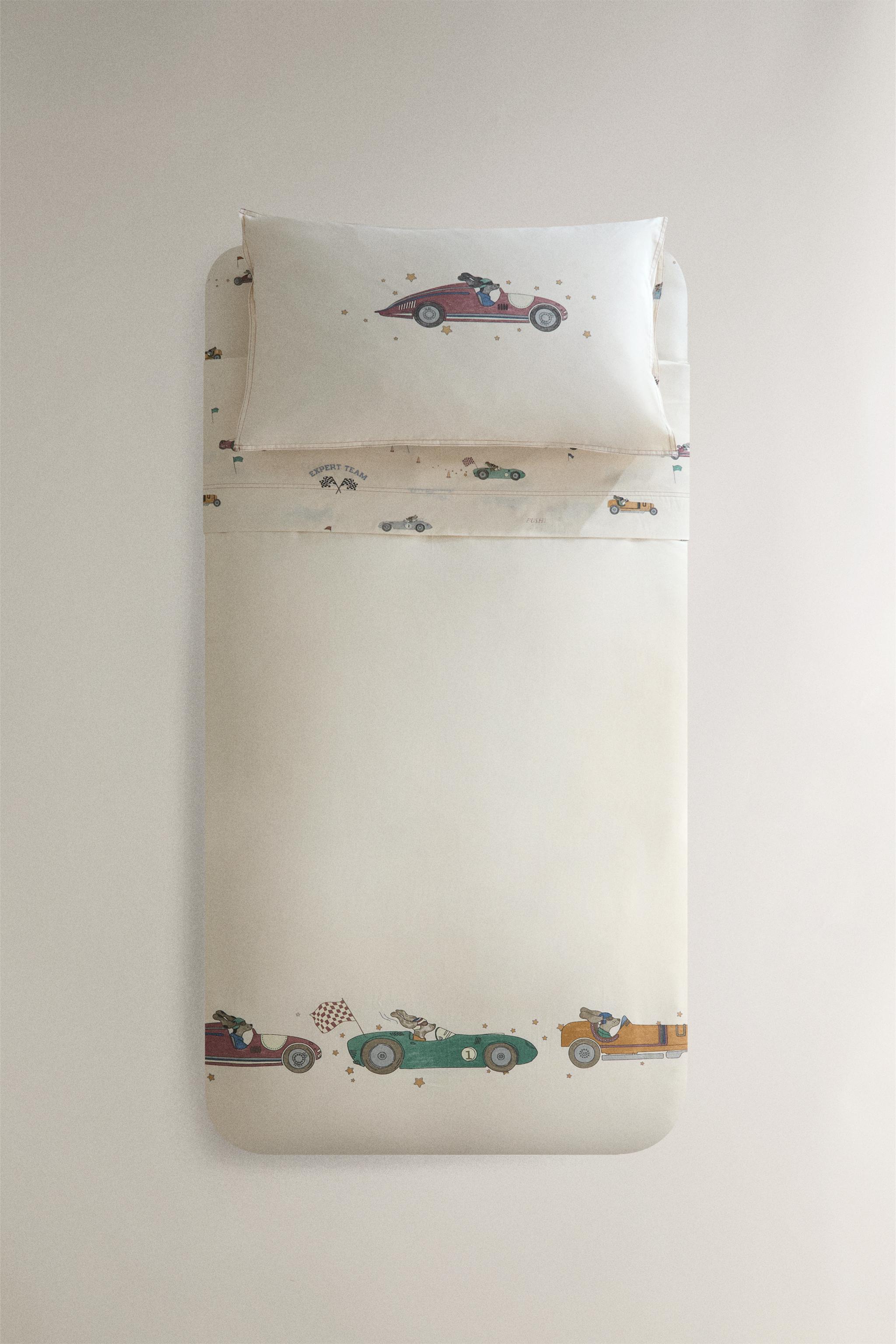 CHILDREN'S DUVET COVER WITH RACING DOG PRINT