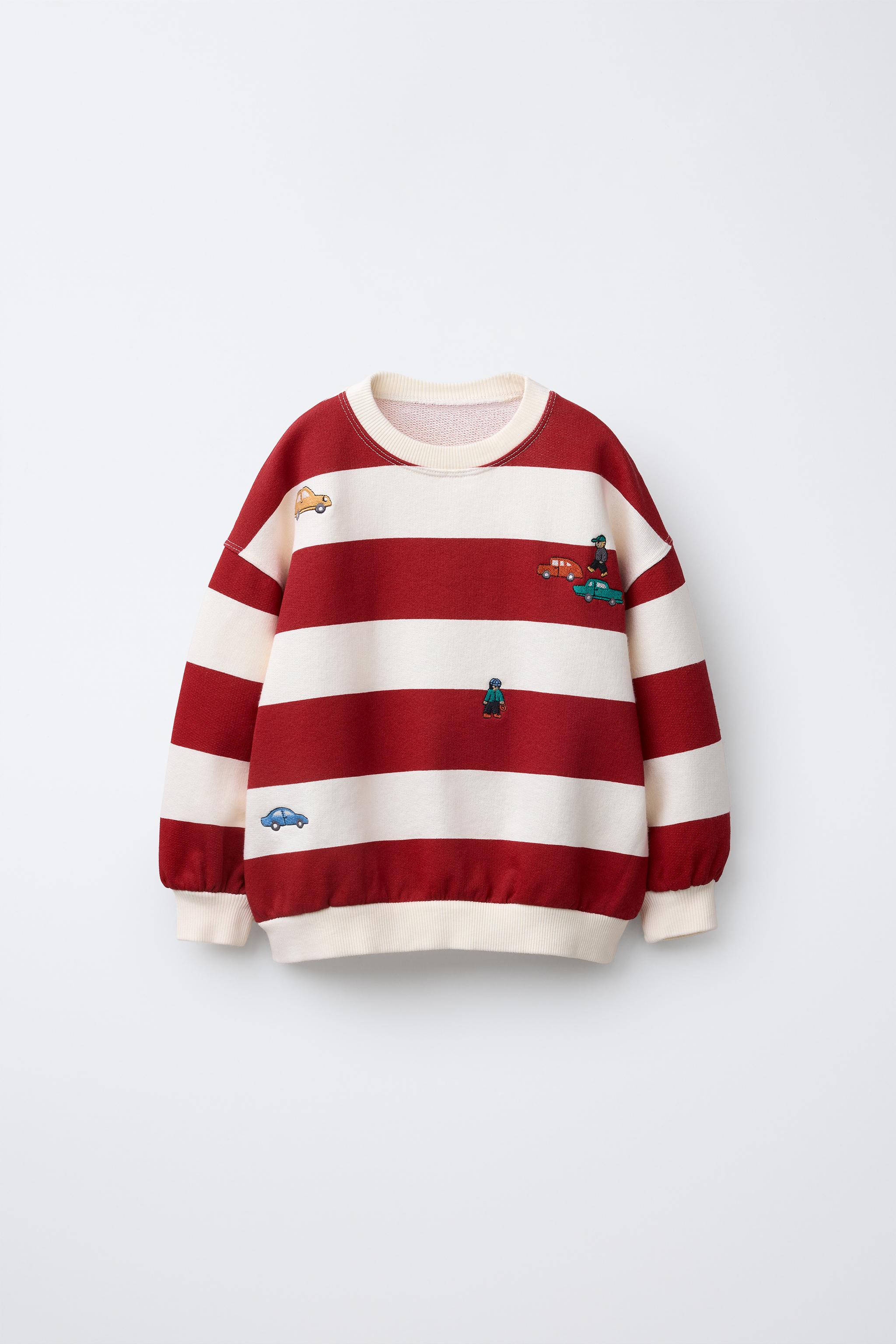 STRIPED EMBROIDERED SWEATSHIRT