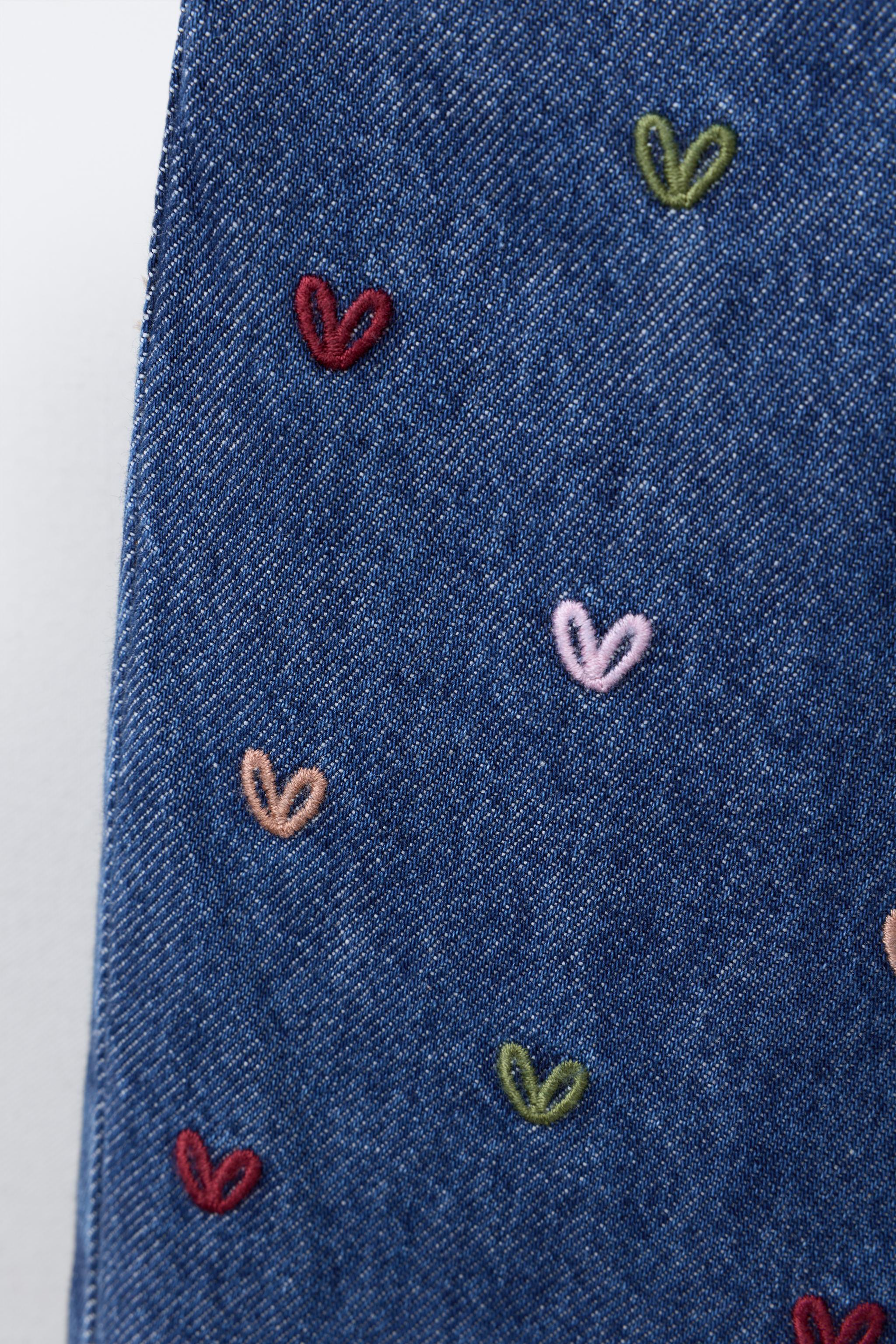 HEART EMBROIDERED CULOTTE JEANS