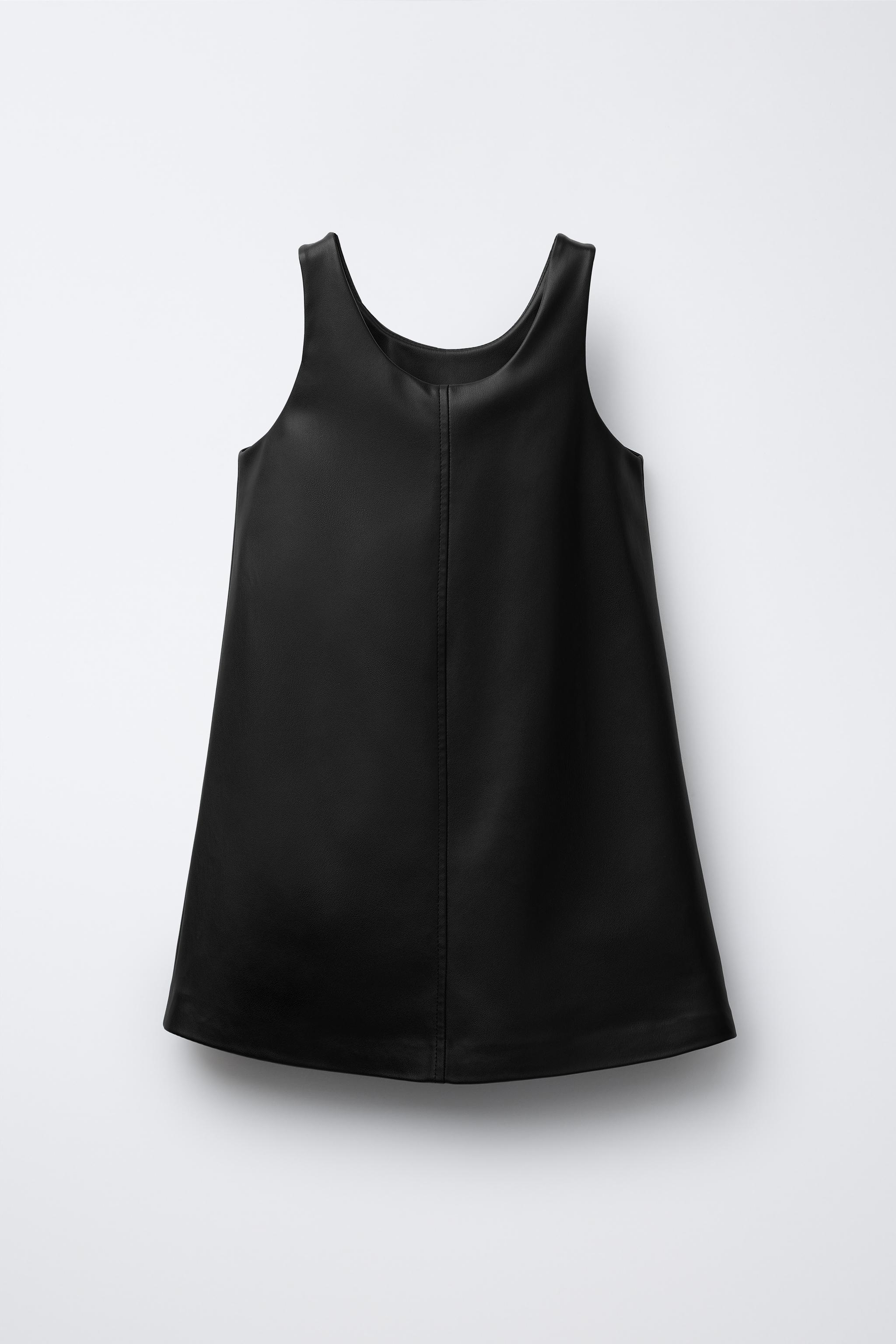 FAUX LEATHER BOW PINAFORE DRESS