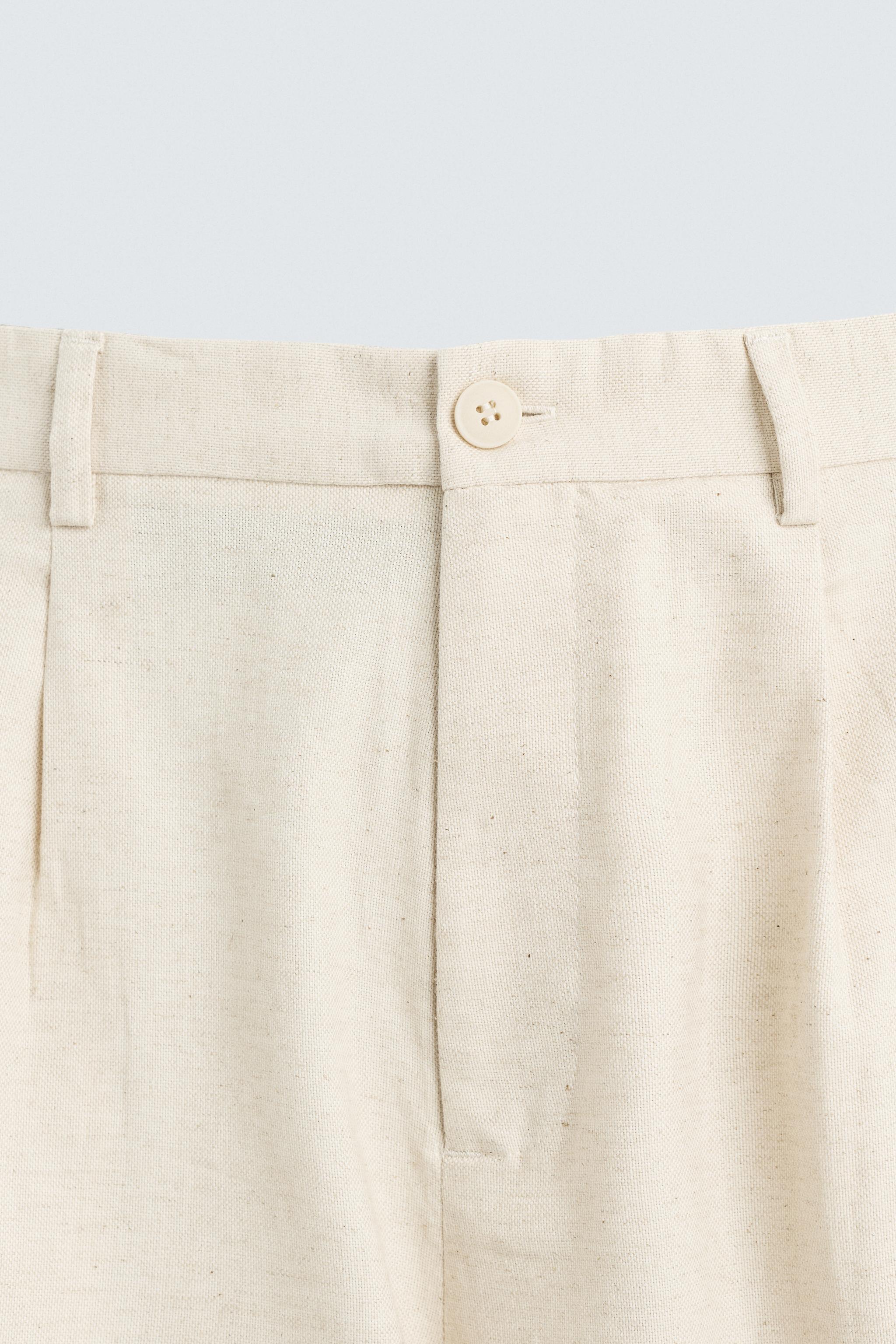 COTTON - LINEN PLEATED PANTS