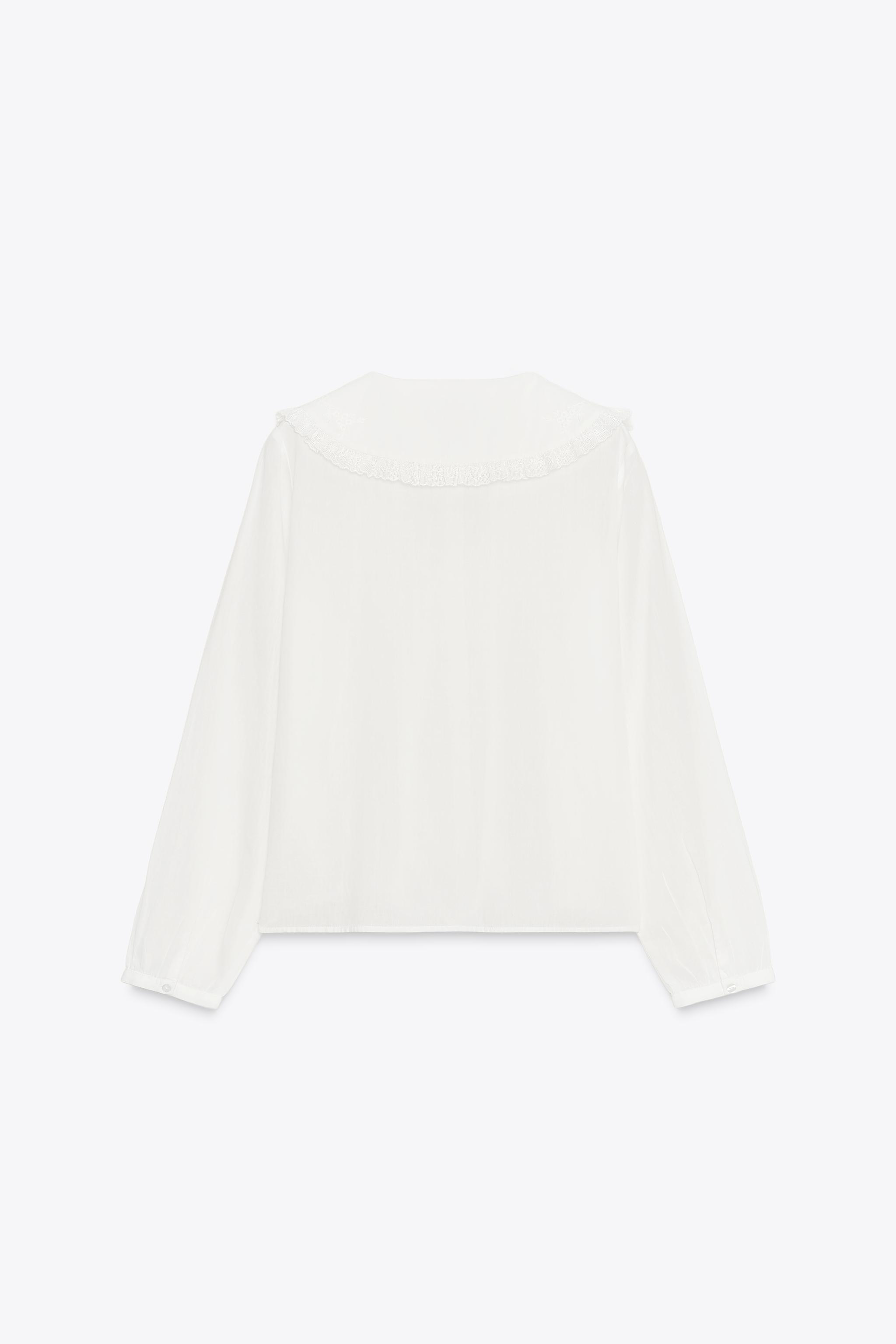 EMBROIDERED PETER PAN COLLAR SHIRT