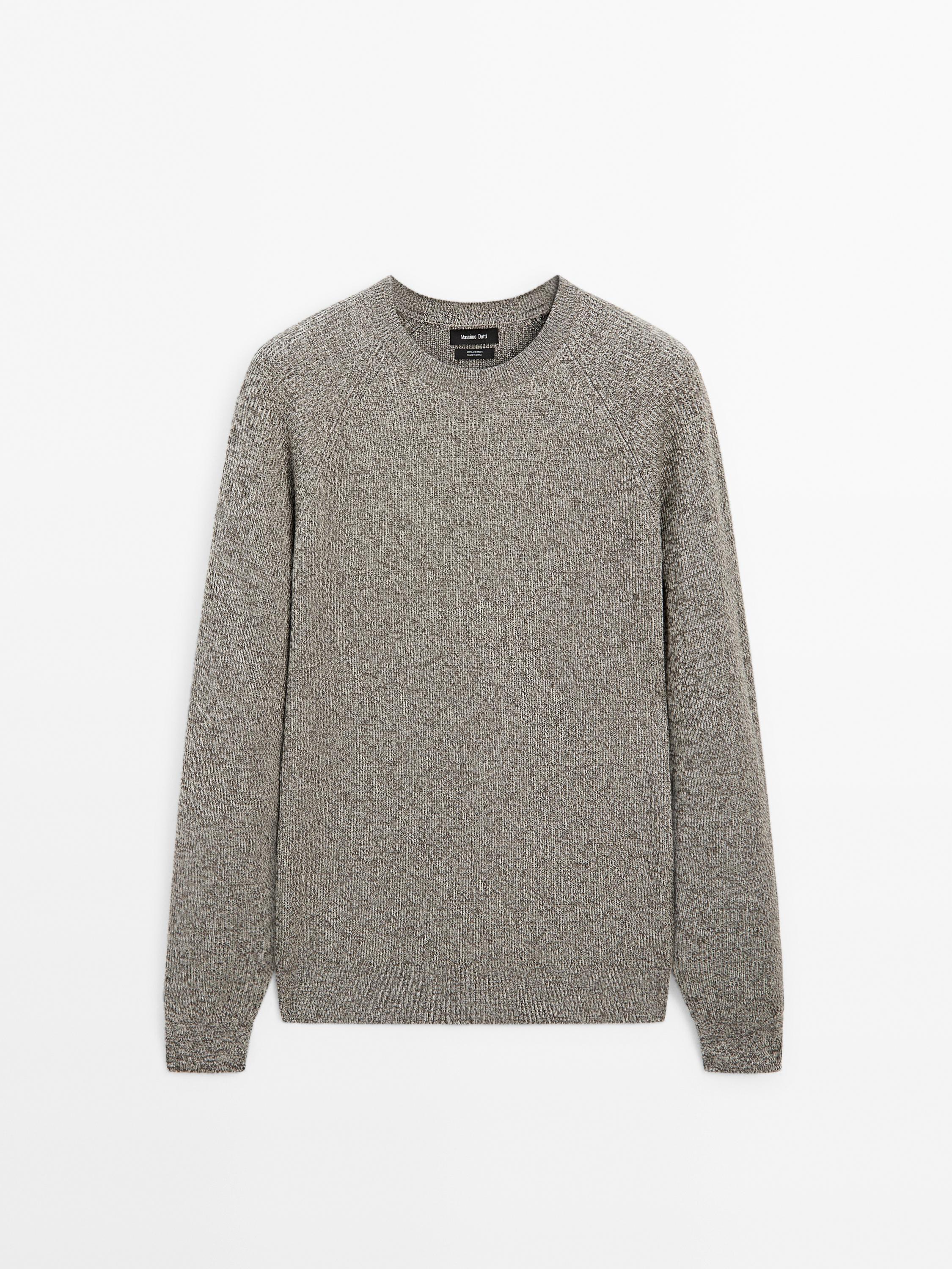 Crew neck mouliné knit sweater
