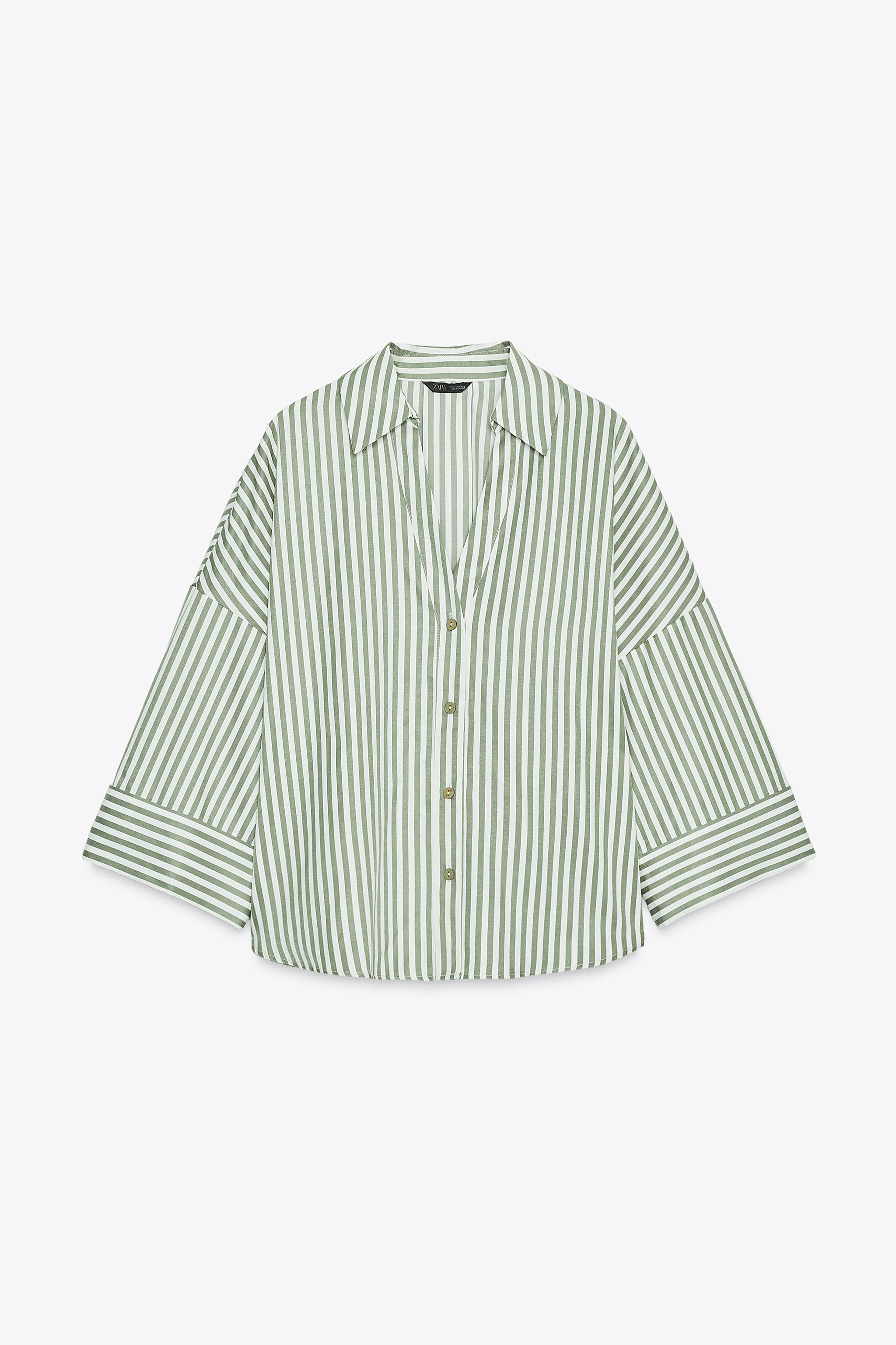 STRIPED SHIRT WITH CUFFED SLEEVES