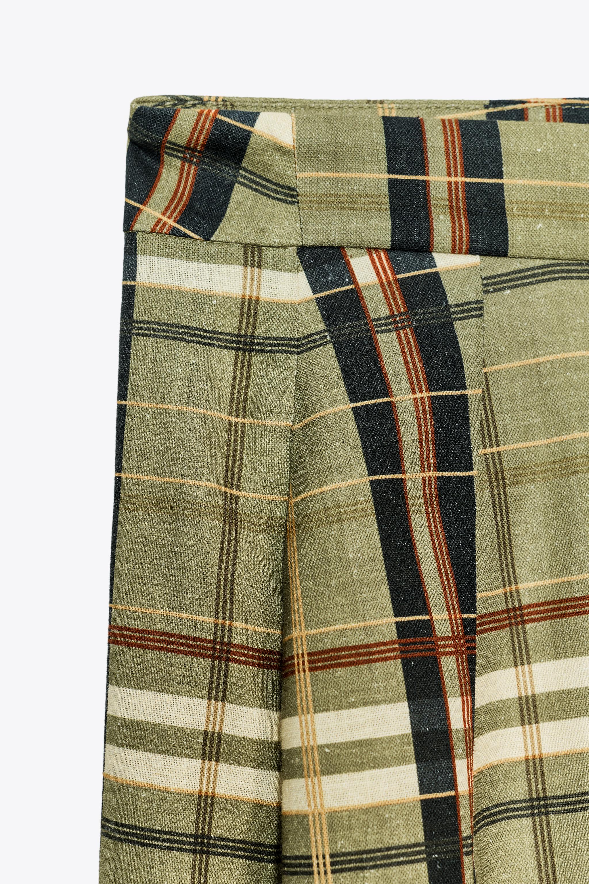 ZW COLLECTION LINEN CHECKERED PANTS