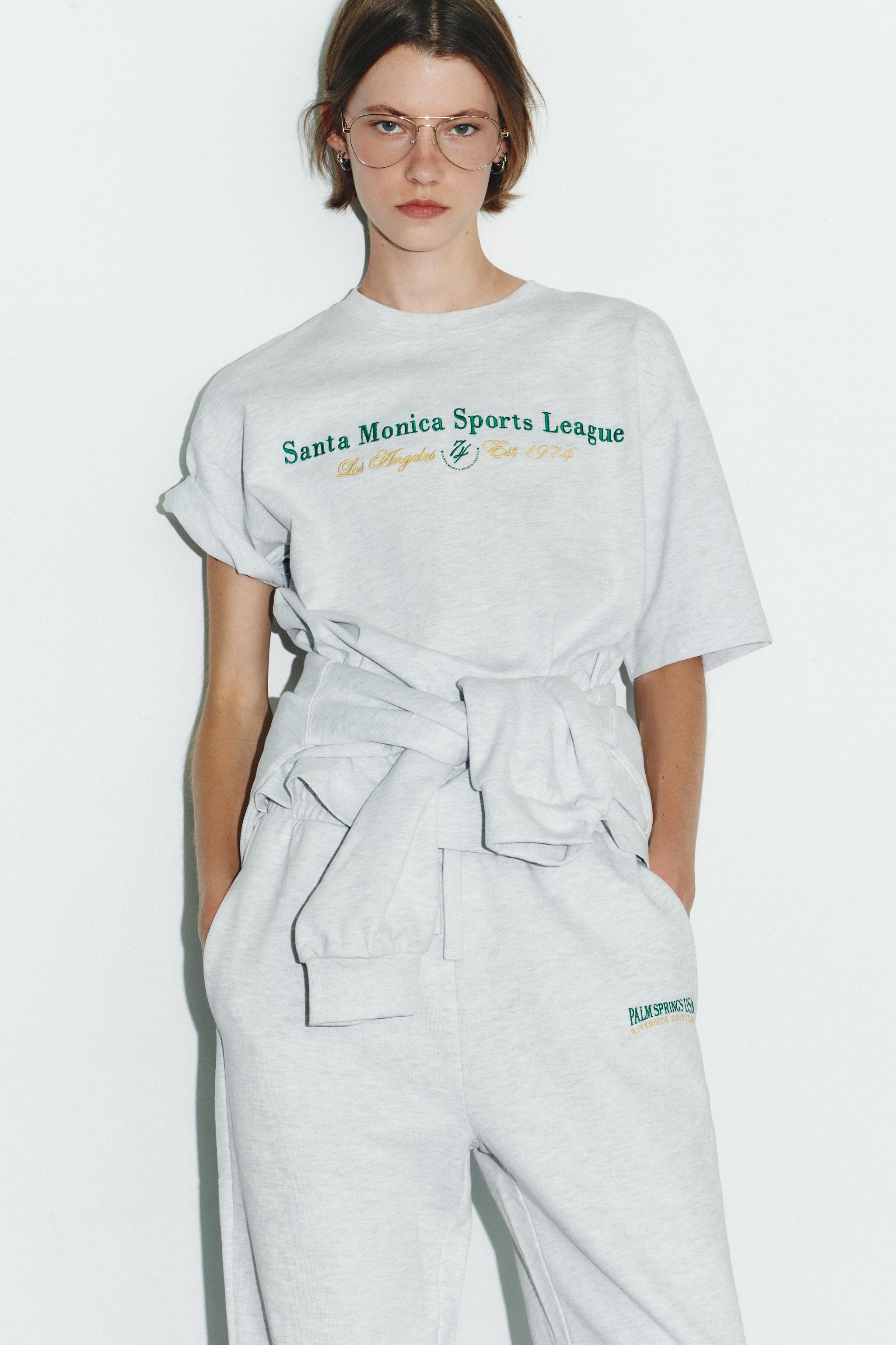 TEXT PRINT COTTON PANTS