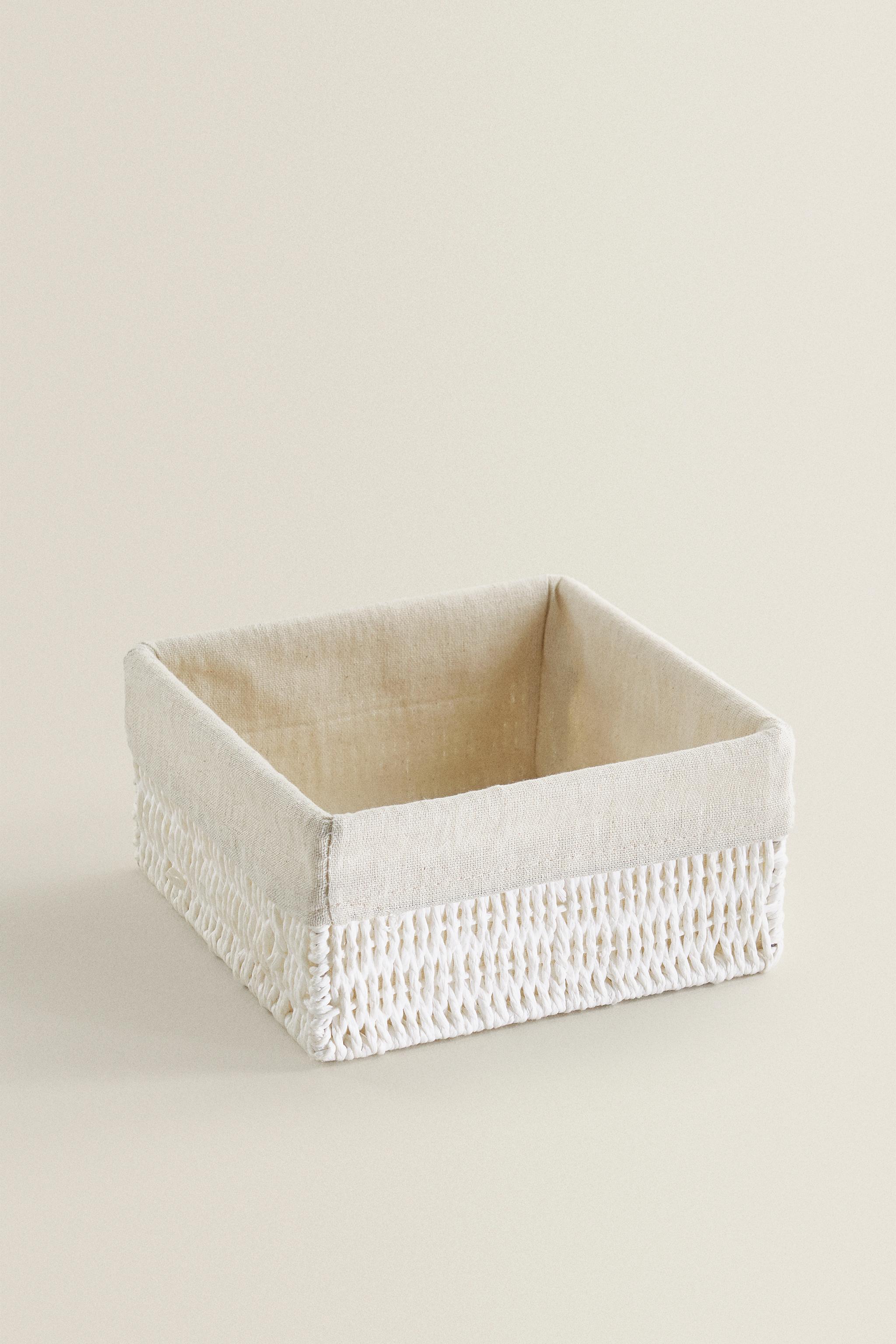 SQUARE FABRIC-LINED BASKET