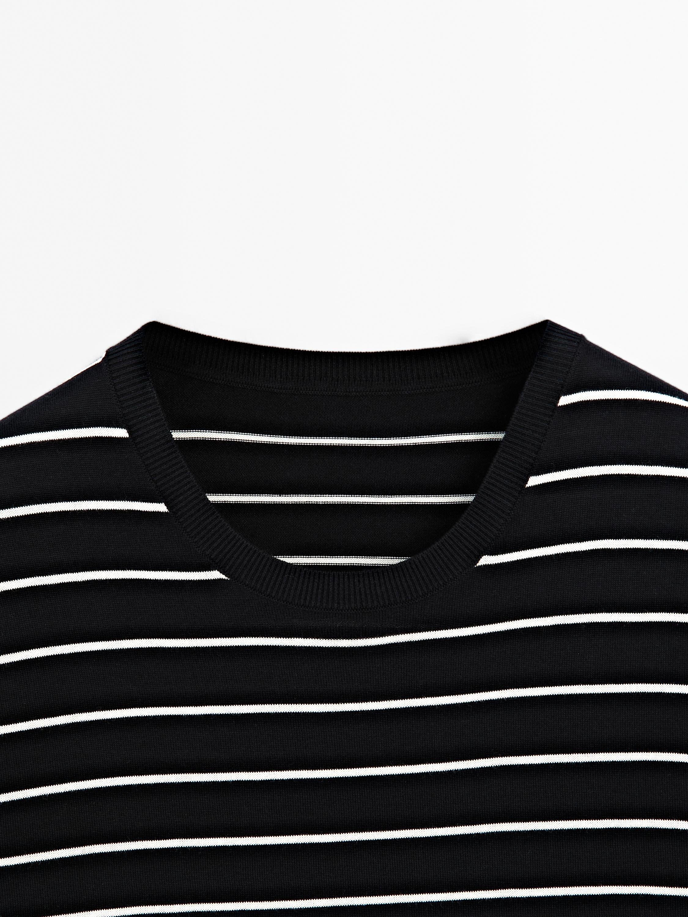 100% cotton striped knit T-shirt