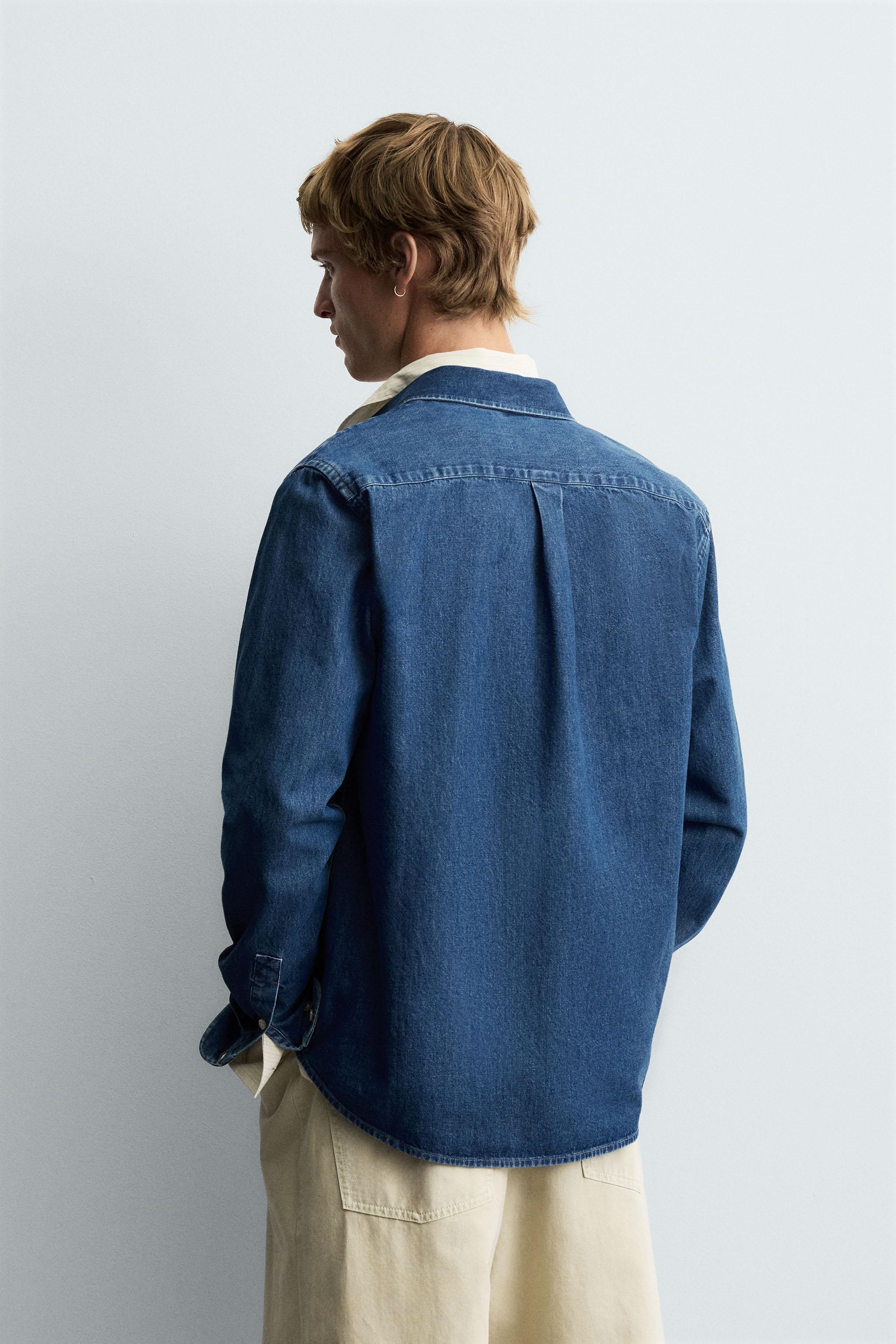 TOPSTITCHED DENIM SHIRT