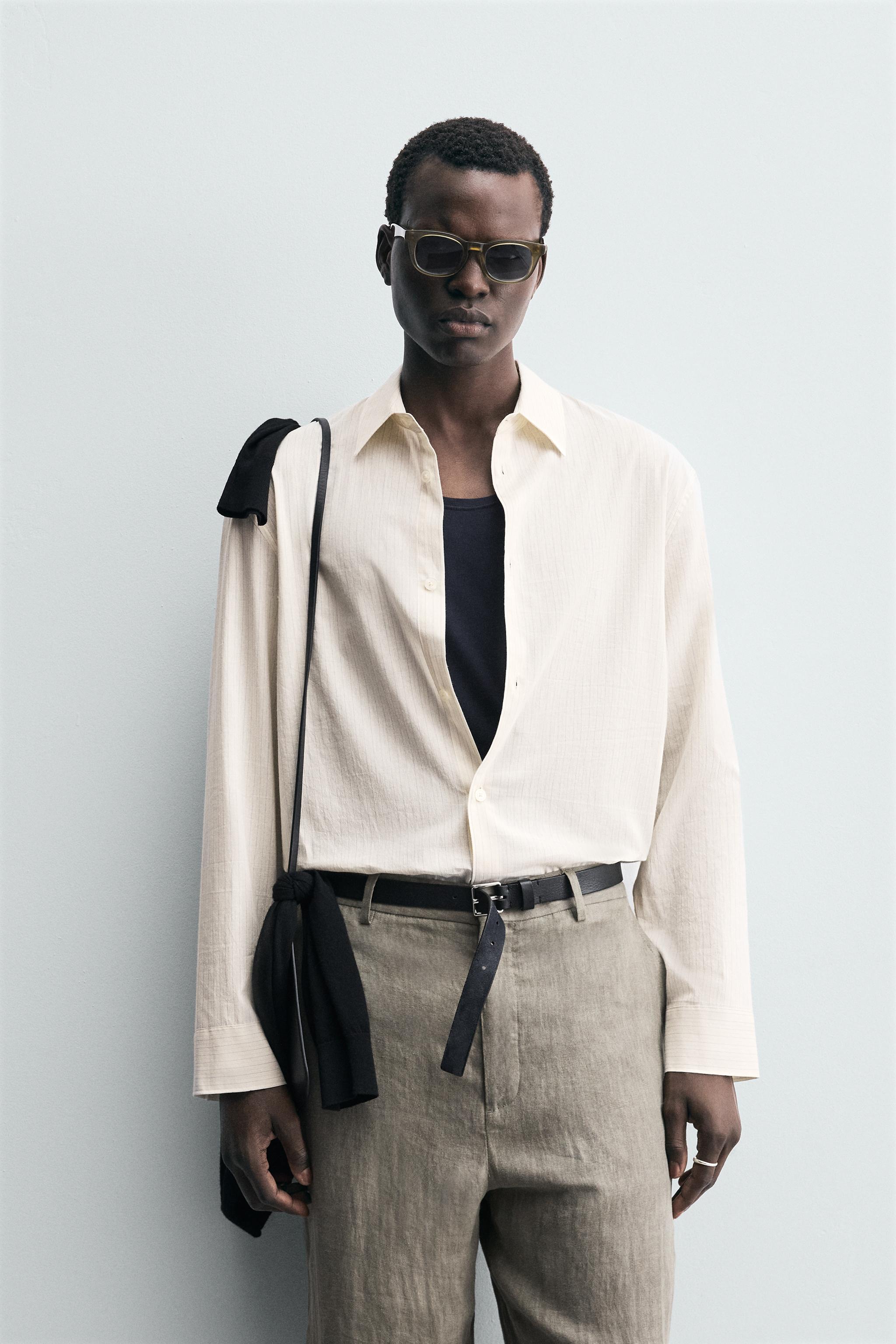 STRIPED COTTON VISCOSE SHIRT