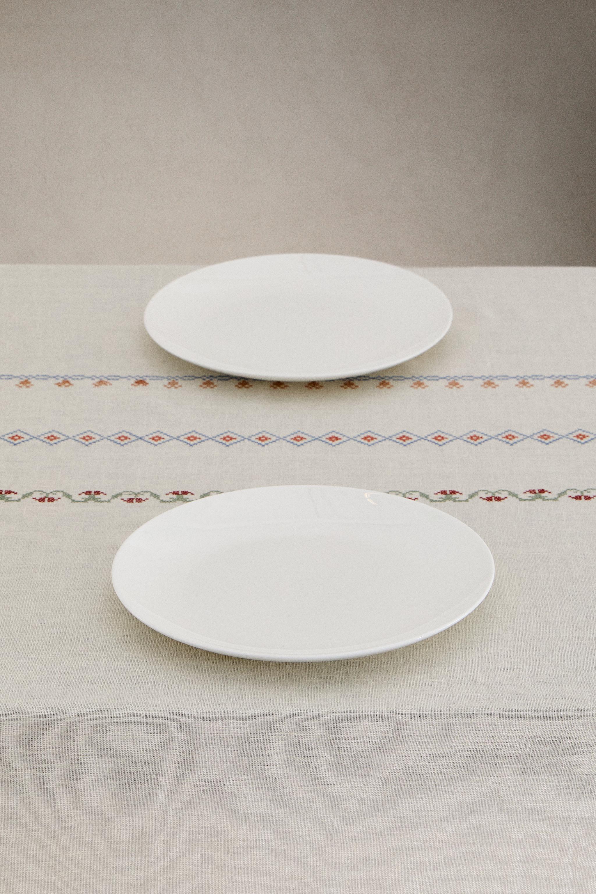 CROSS STITCH LINEN TABLECLOTH