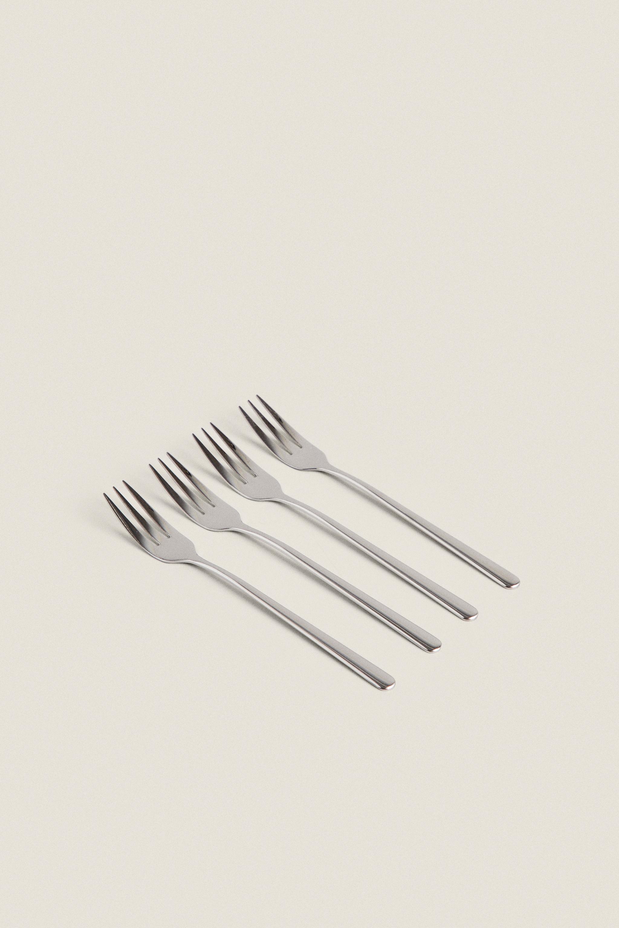 SET OF SHINY STEEL DESSERT FORKS (SET OF 4)