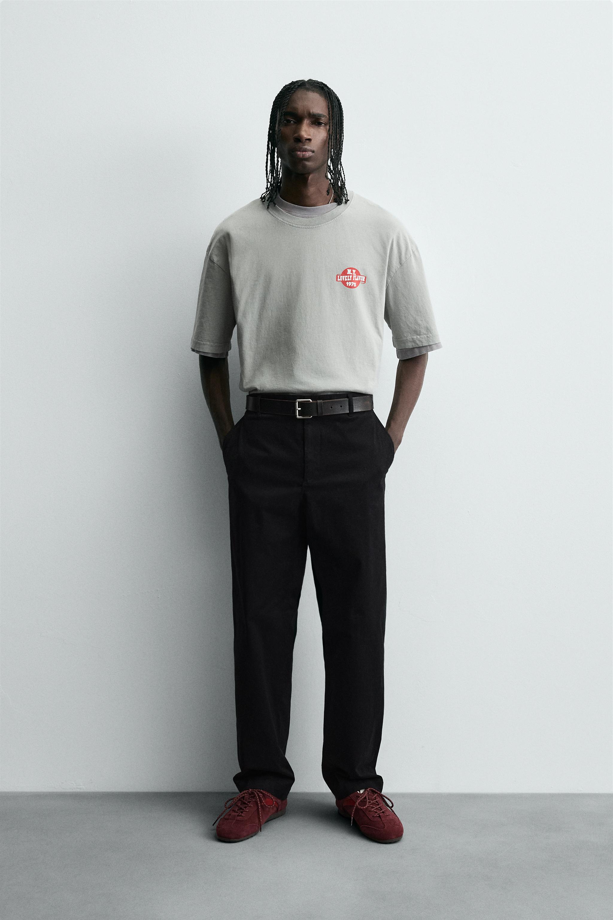 WASHED T-SHIRT WITH COMBINED PRINT