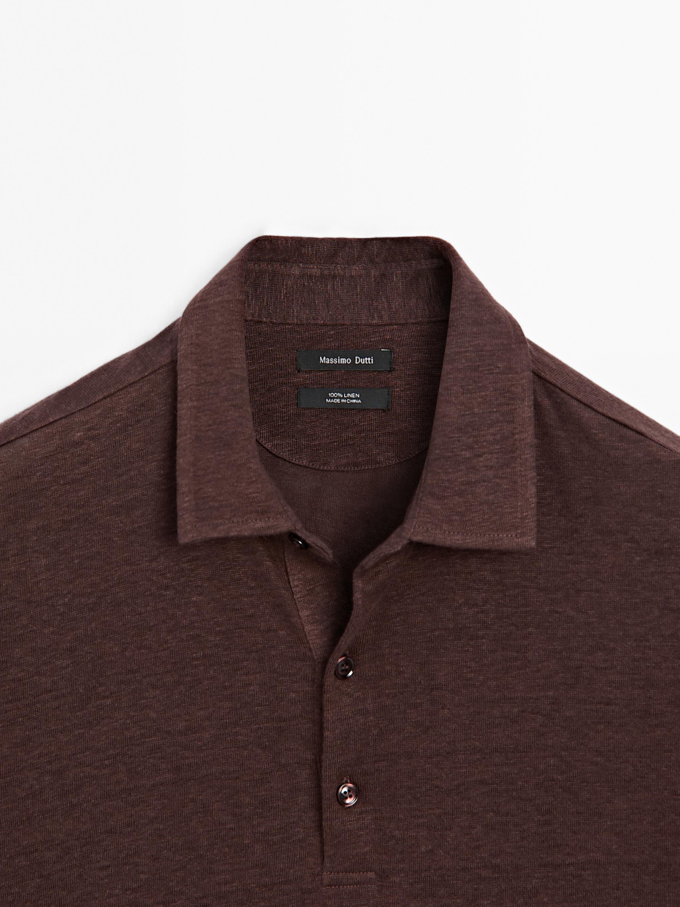 100% linen short sleeve polo shirt