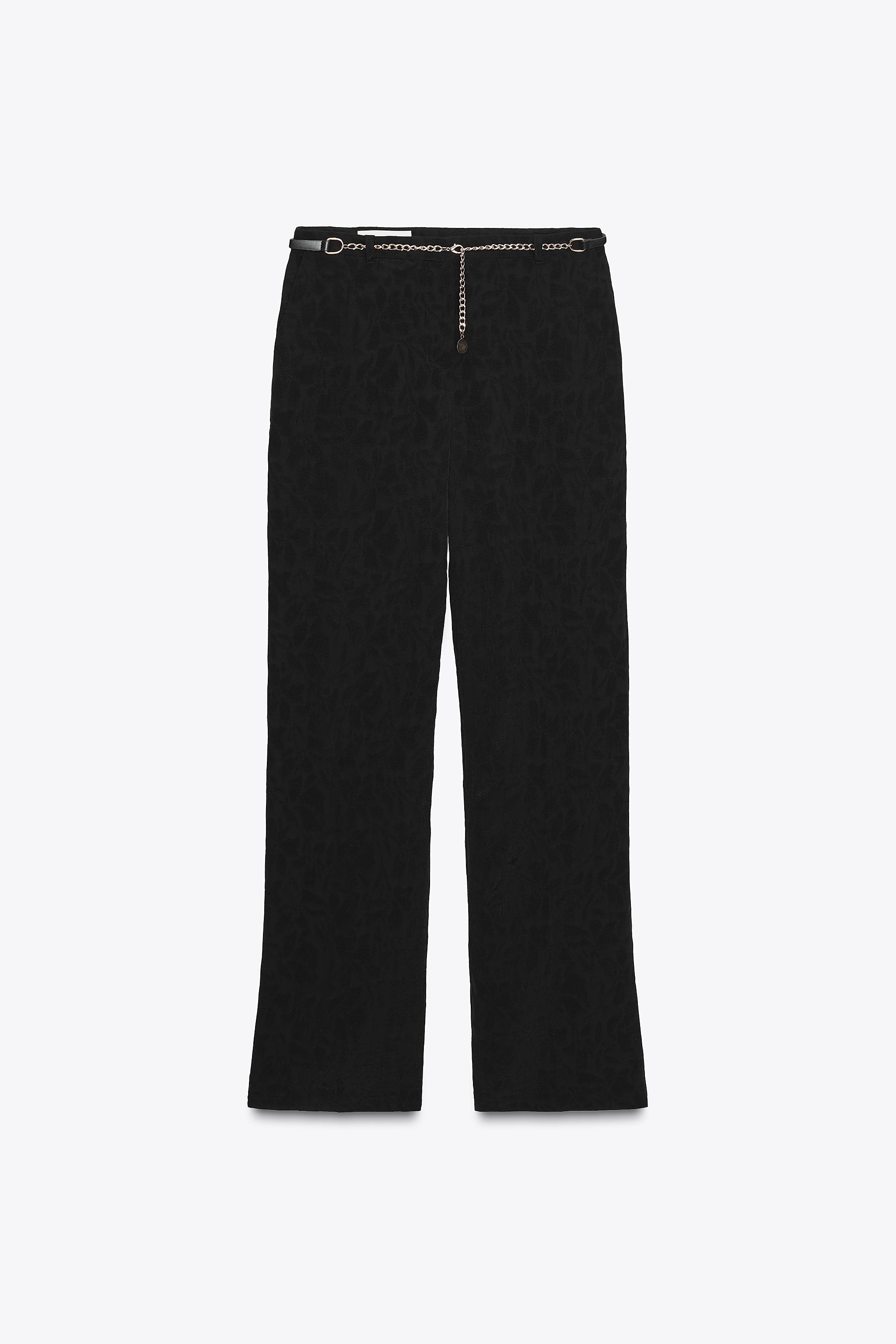 JACQUARD PANTS WITH CHAIN BELT
