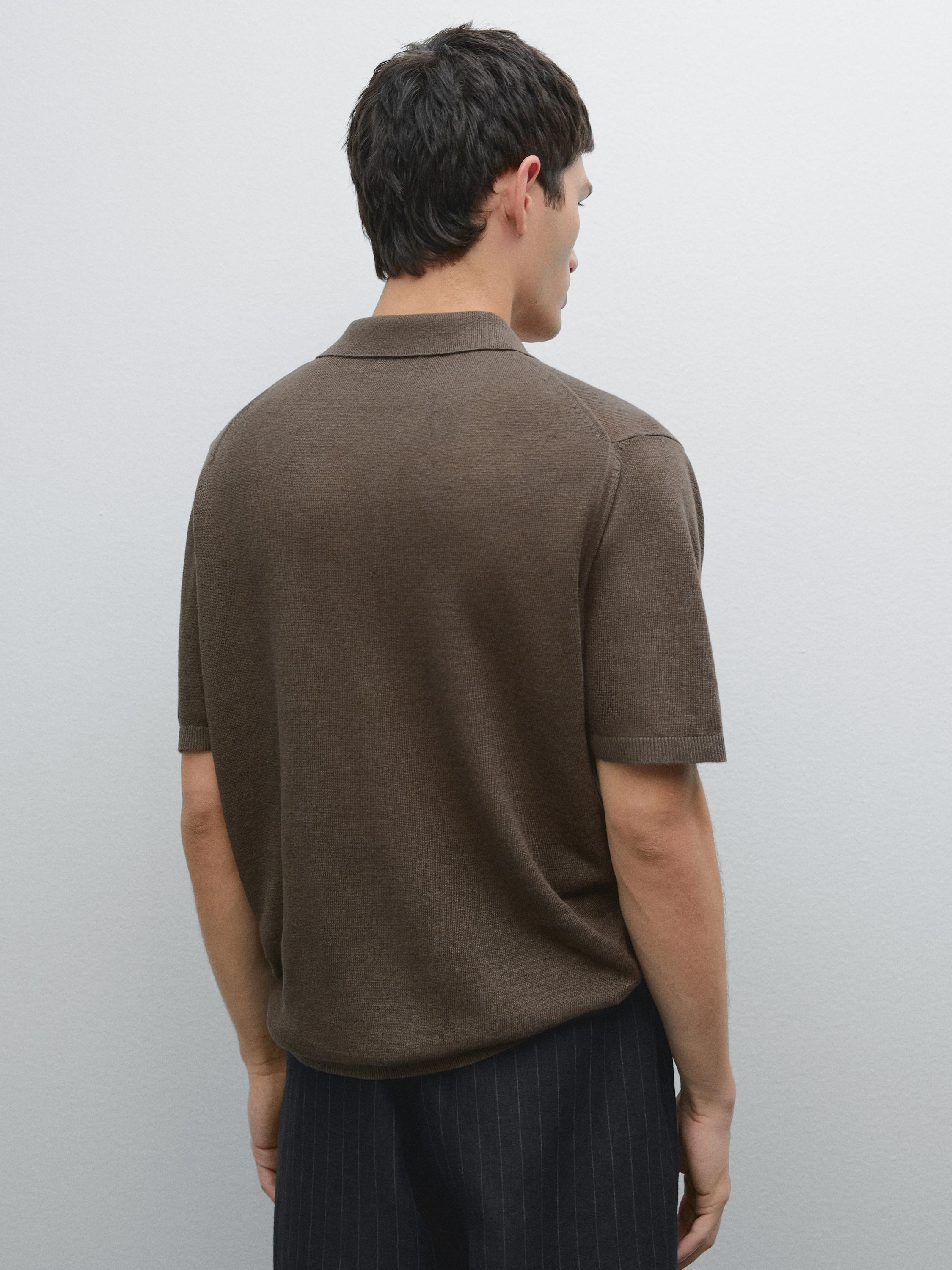 100% linen knit polo shirt