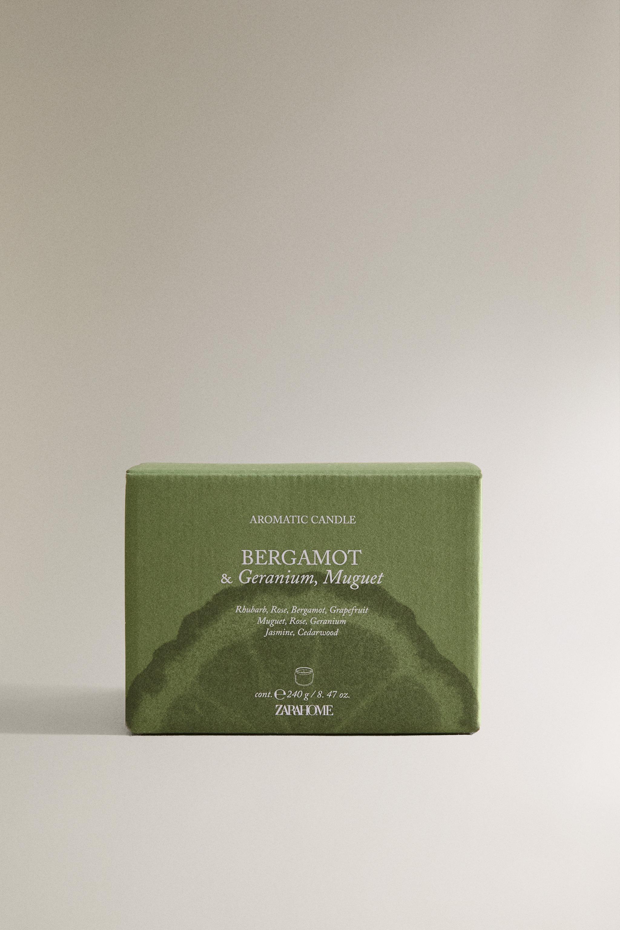 (240 G) BERGAMOT & GERANIUM, MUGUET SCENTED CANDLE