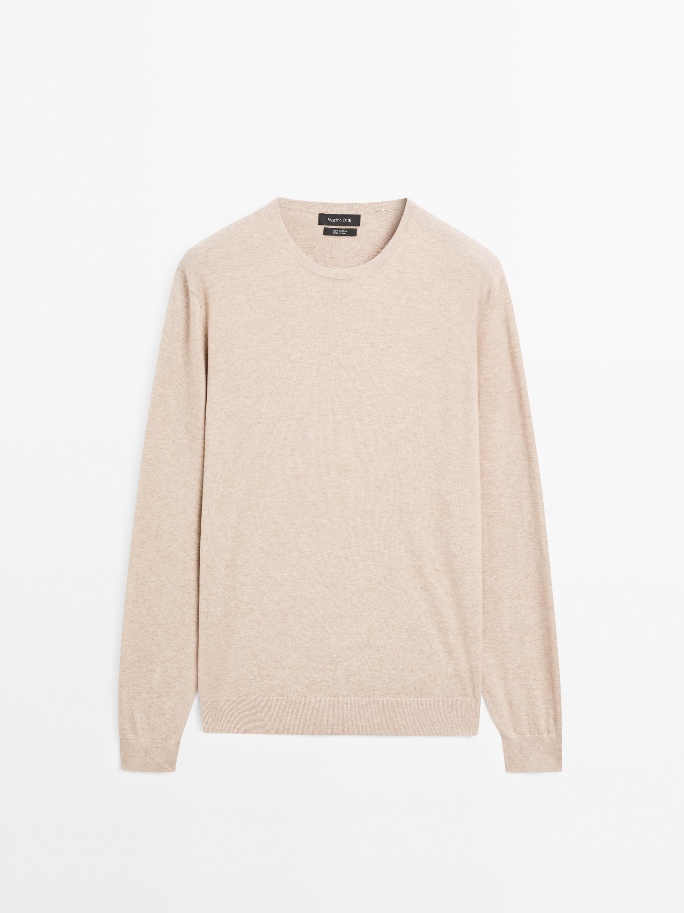 Long sleeve cotton knit sweater