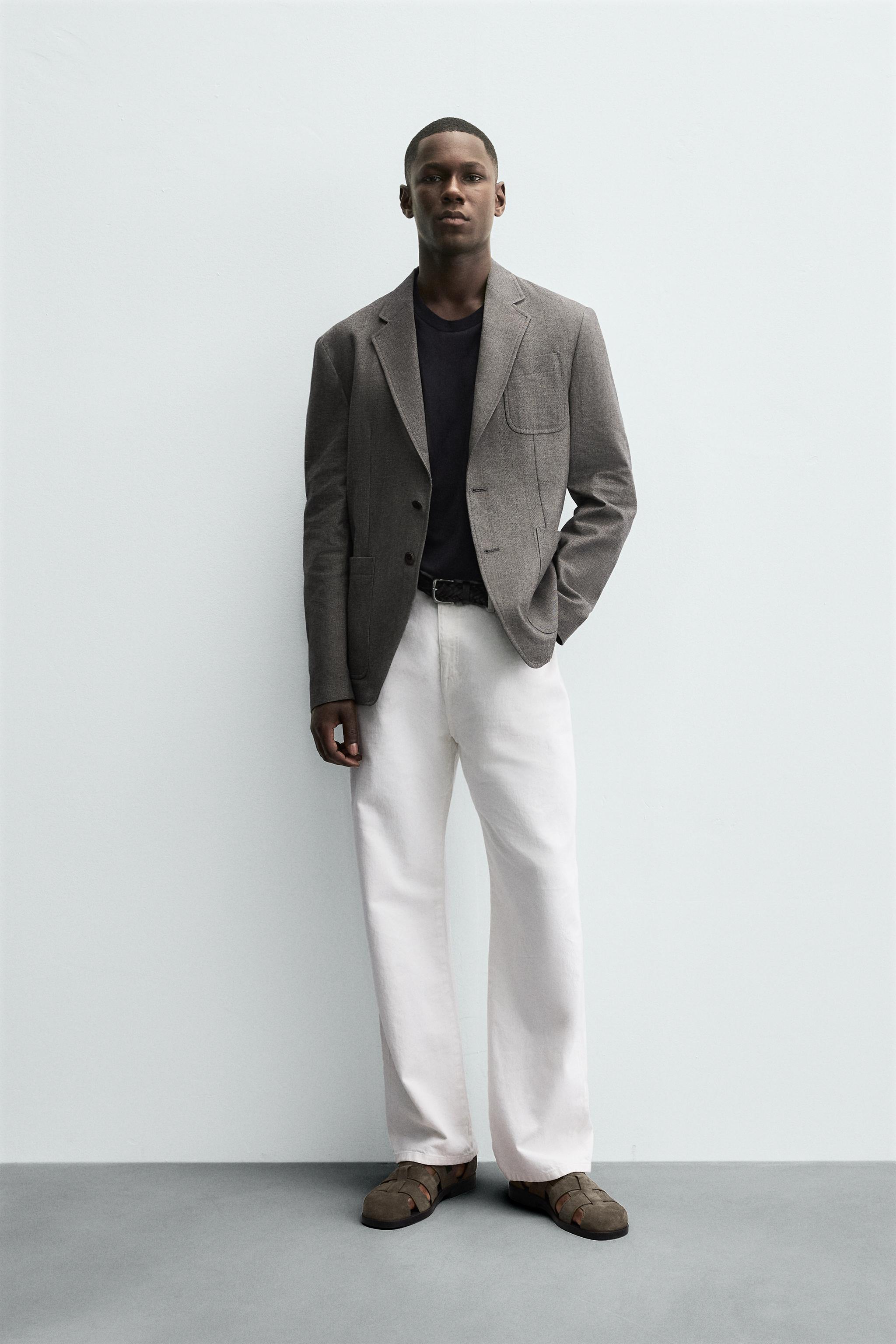 HERRINGBONE TEXTURED BLAZER