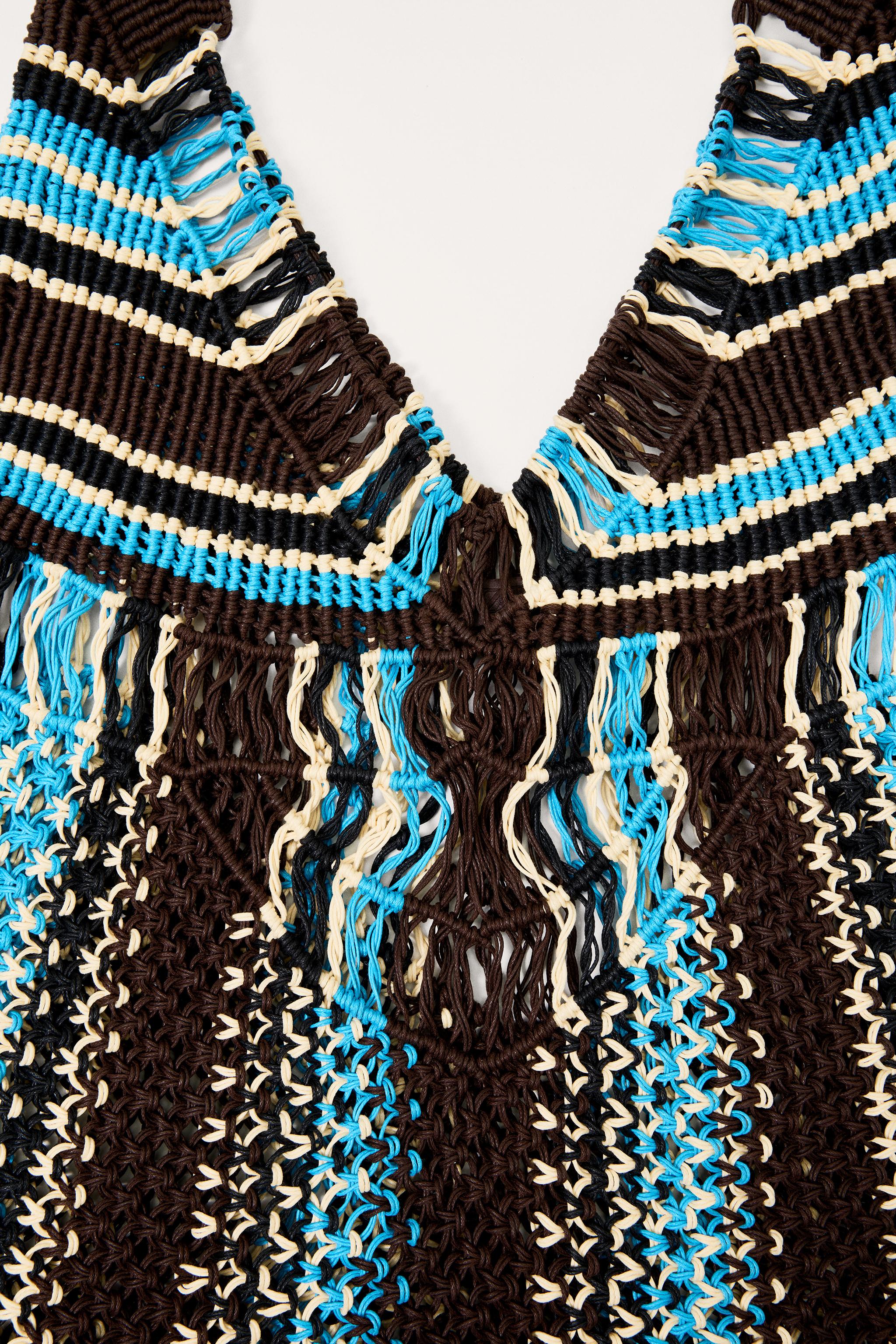 LIMITED EDITION STRIPED WOVEN MAXI BUCKET BAG