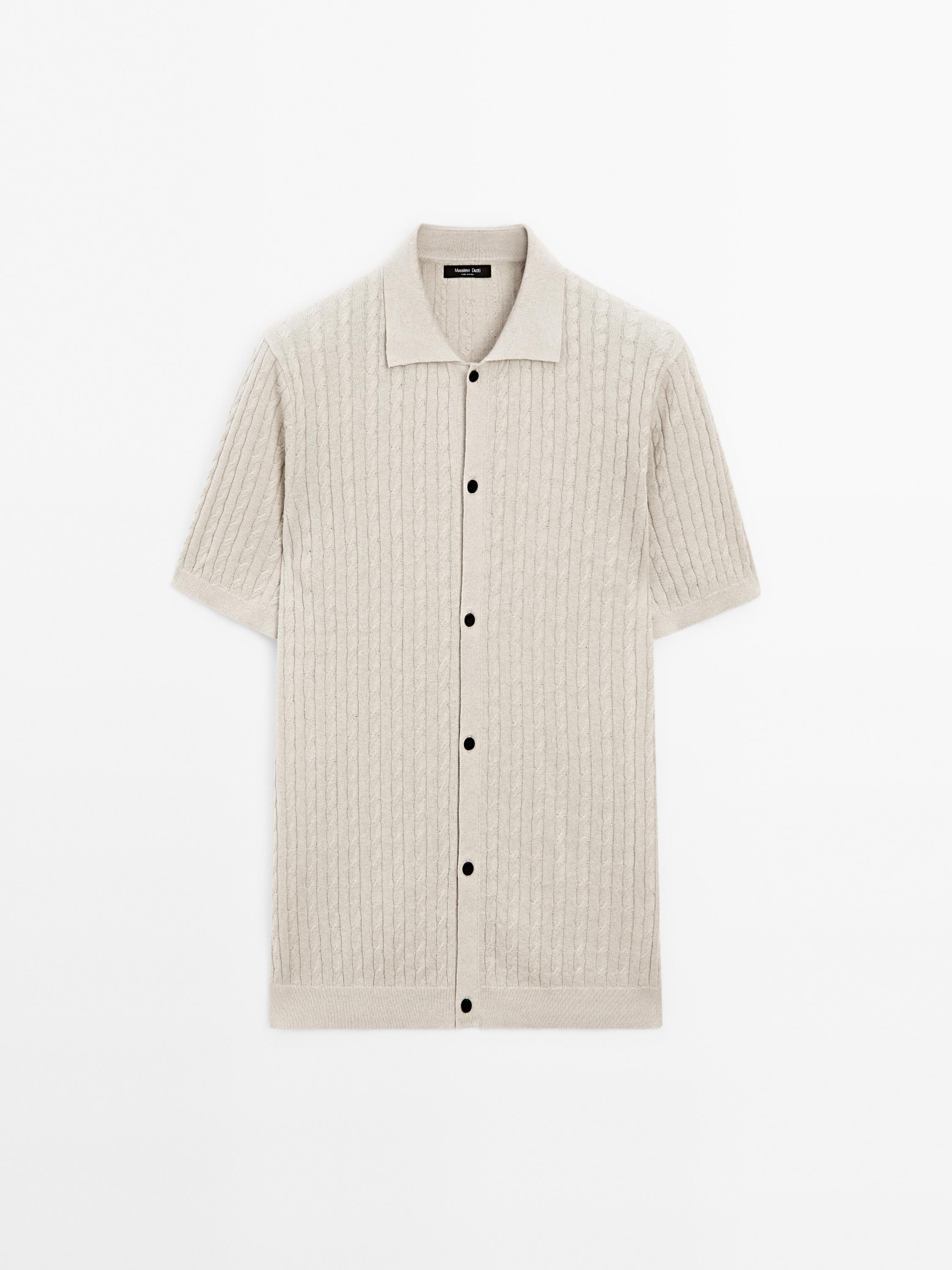 Cable-knit overshirt