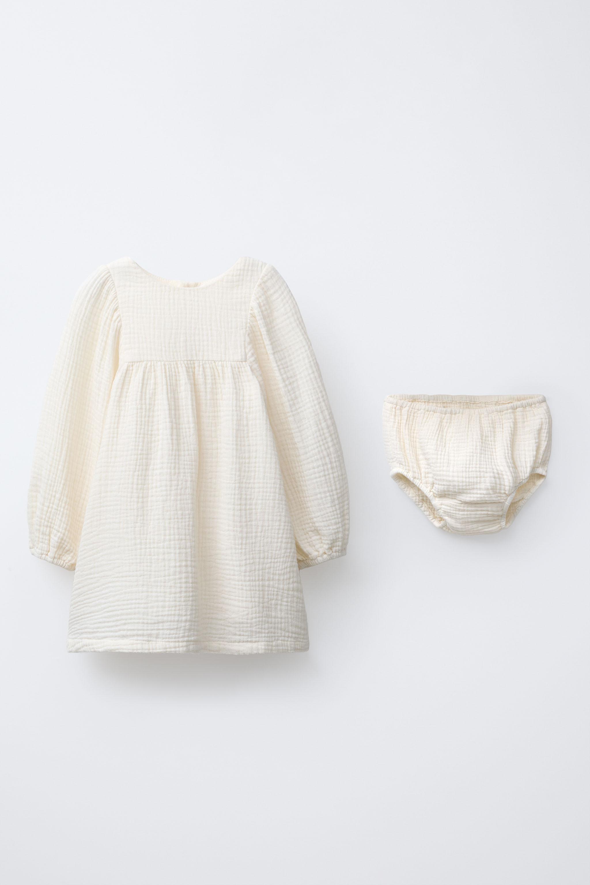 COTTON GAUZE DRESS AND BLOOMERS