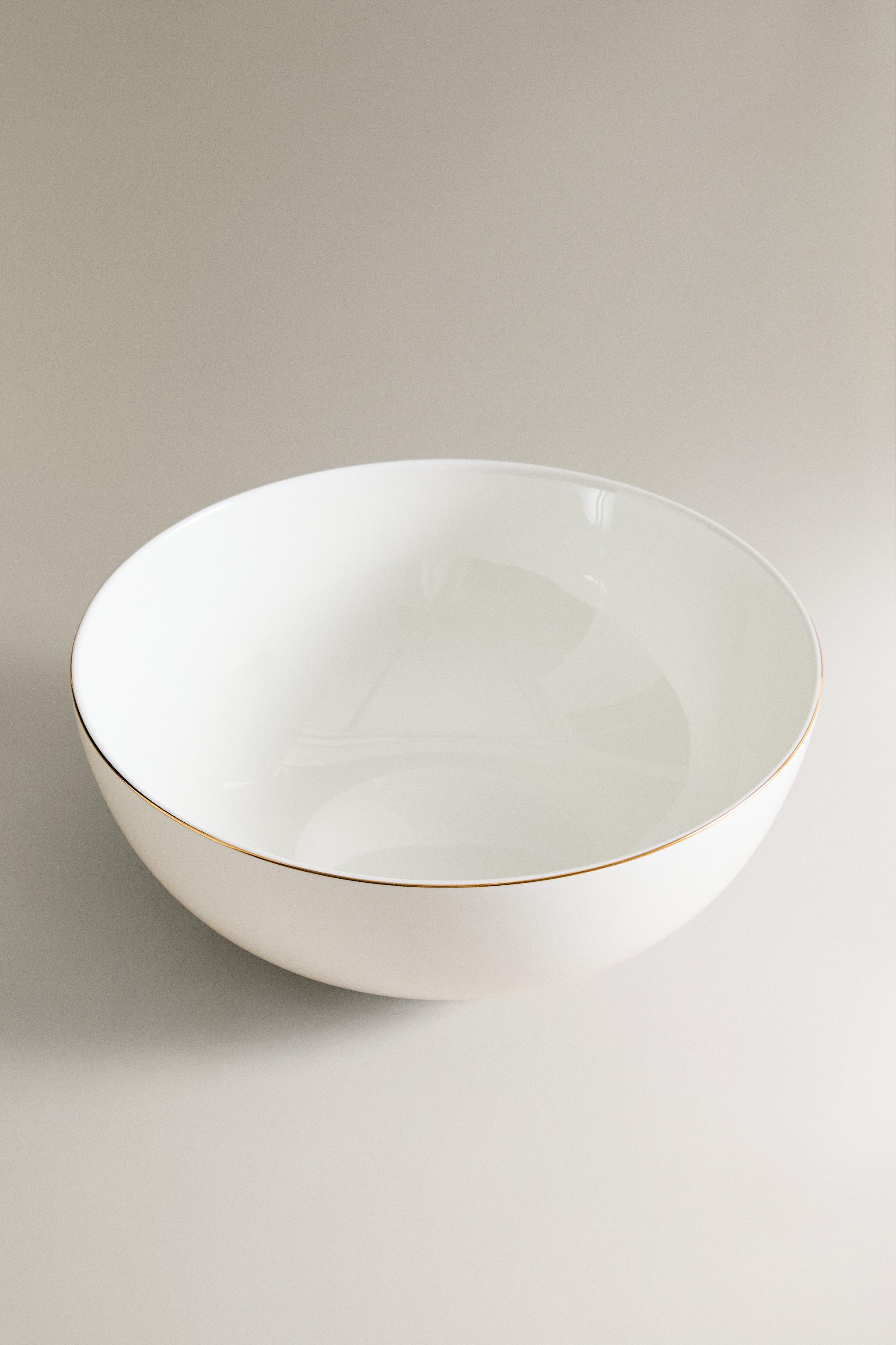 PORCELAIN SALAD BOWL WITH GOLD RIM