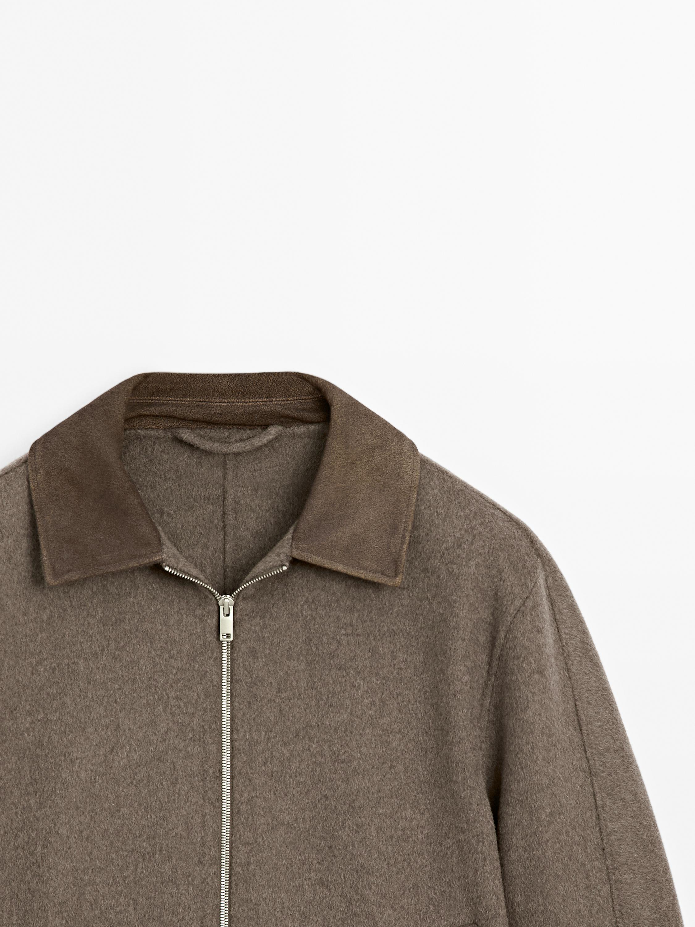 Jacket with double wool collar detail