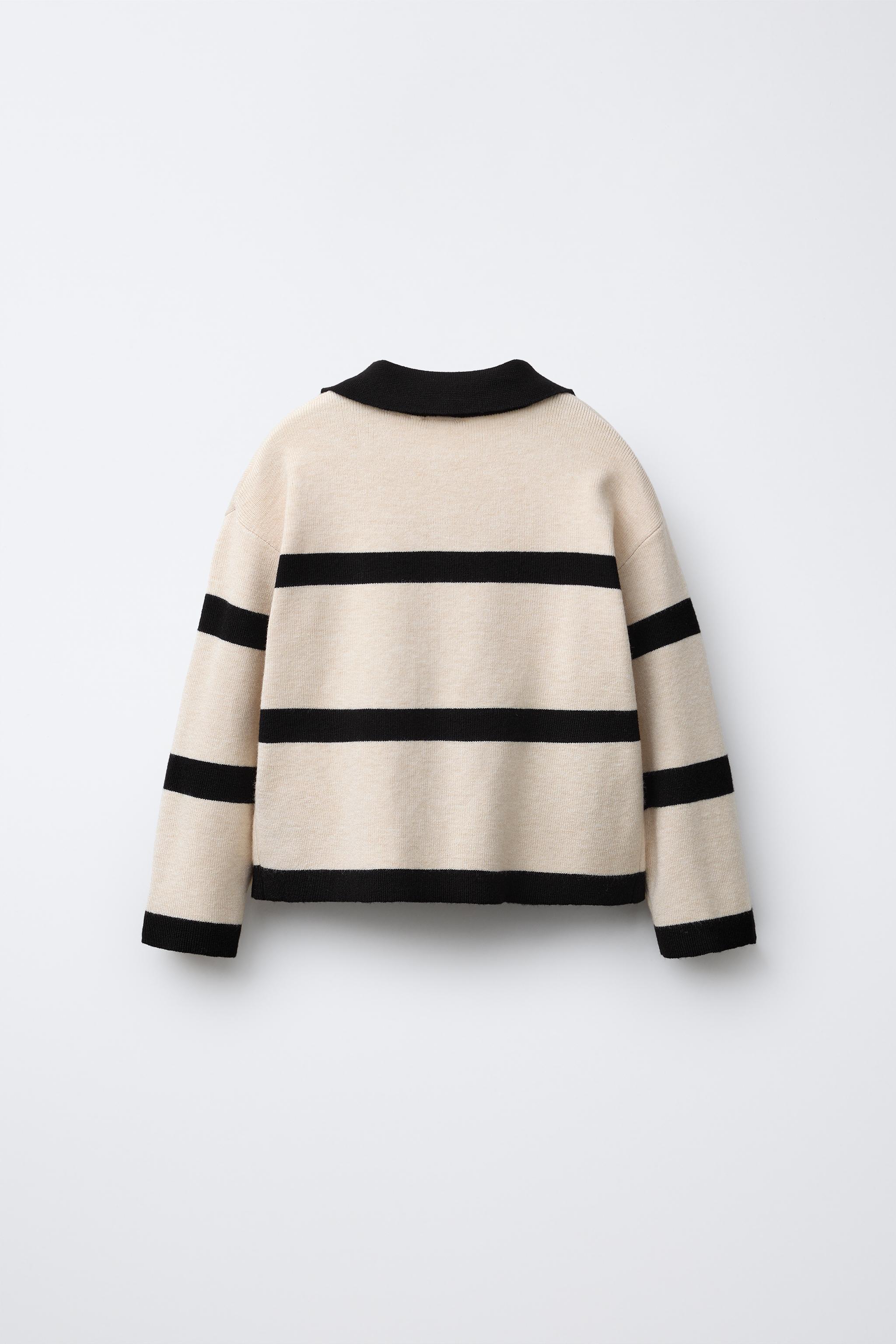 STRIPED KNIT HEART POLO SHIRT