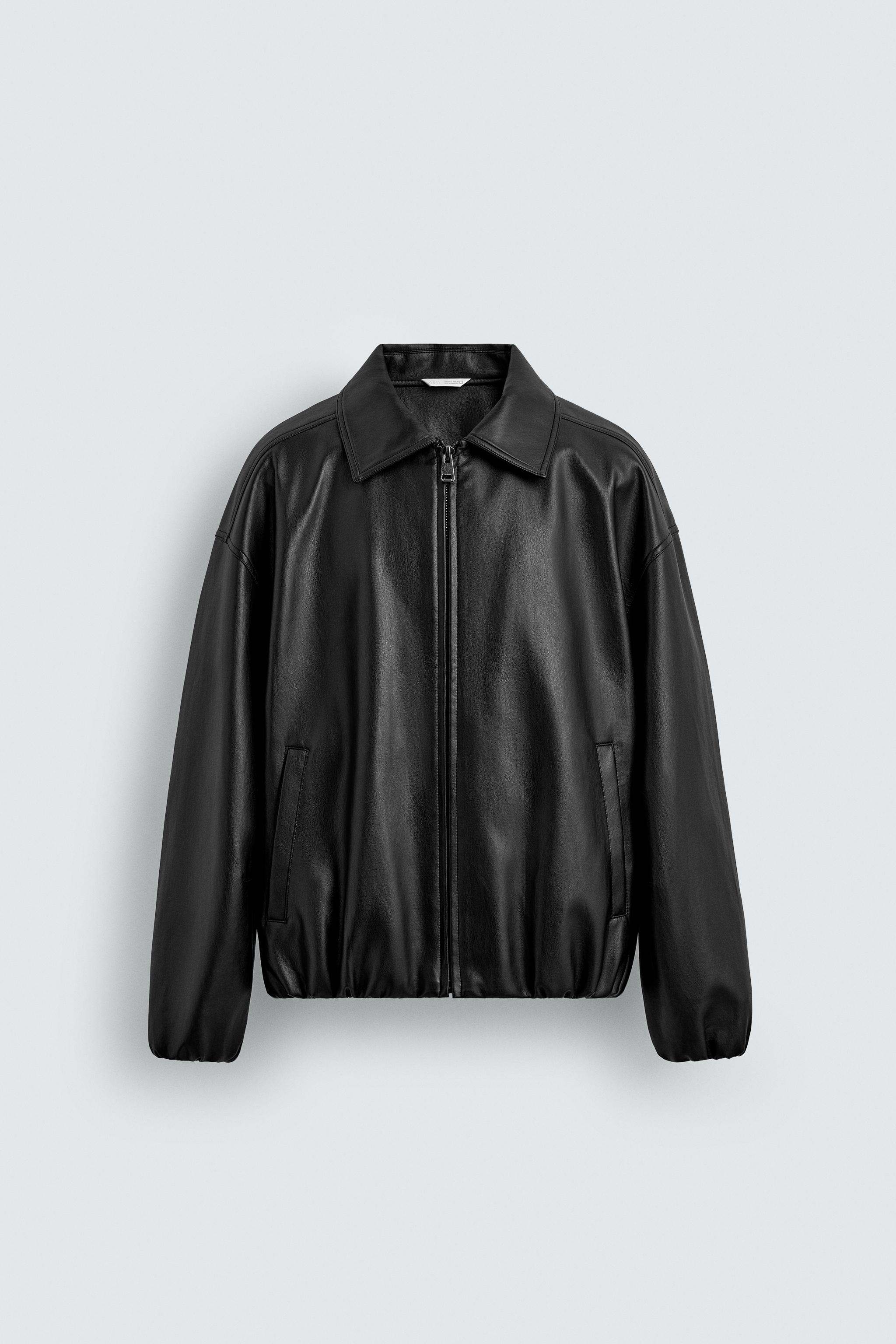 FAUX LEATHER BOMBER JACKET