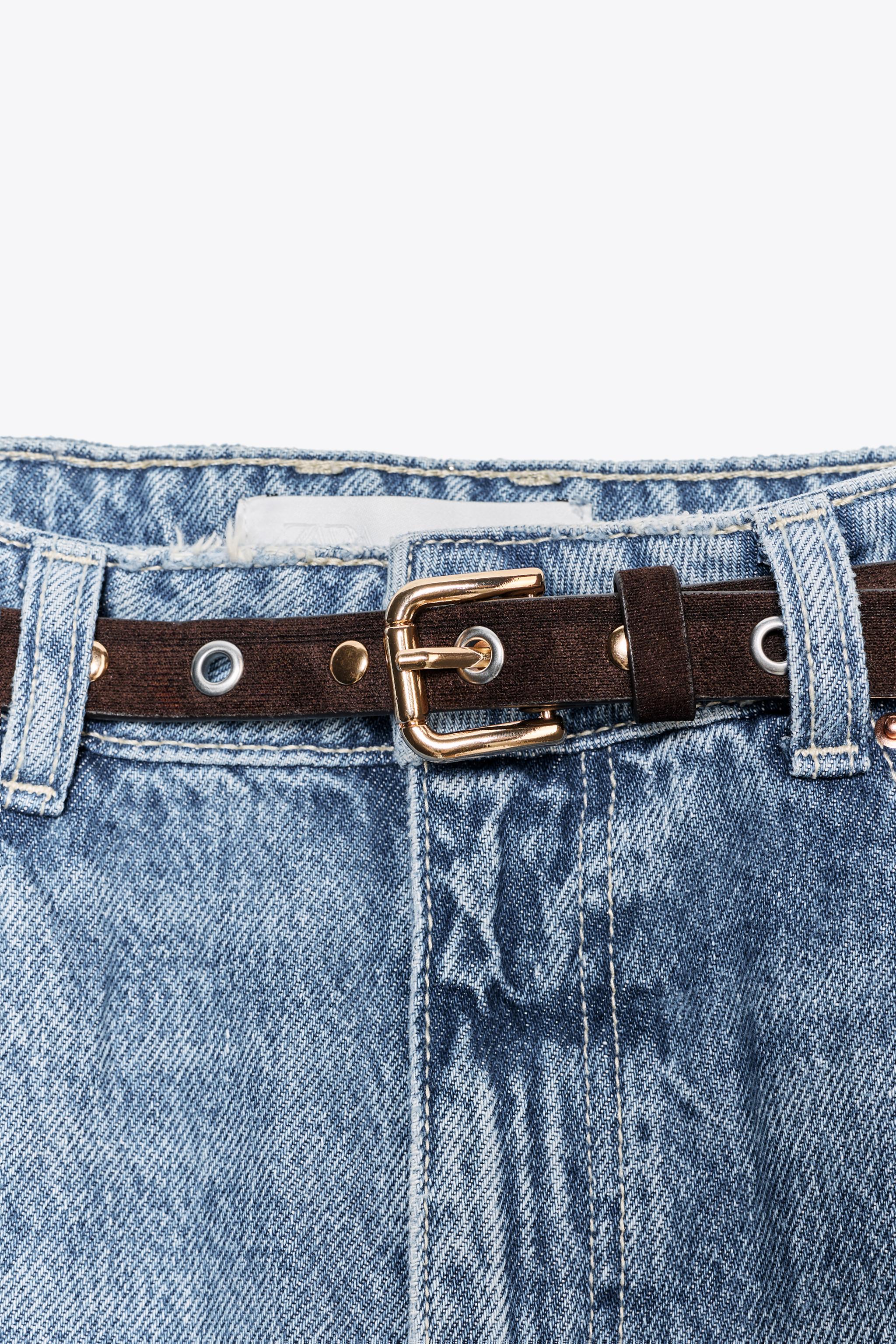 Z1975 WIDE LEG CROPPED HIGH RISE BELTED JEANS