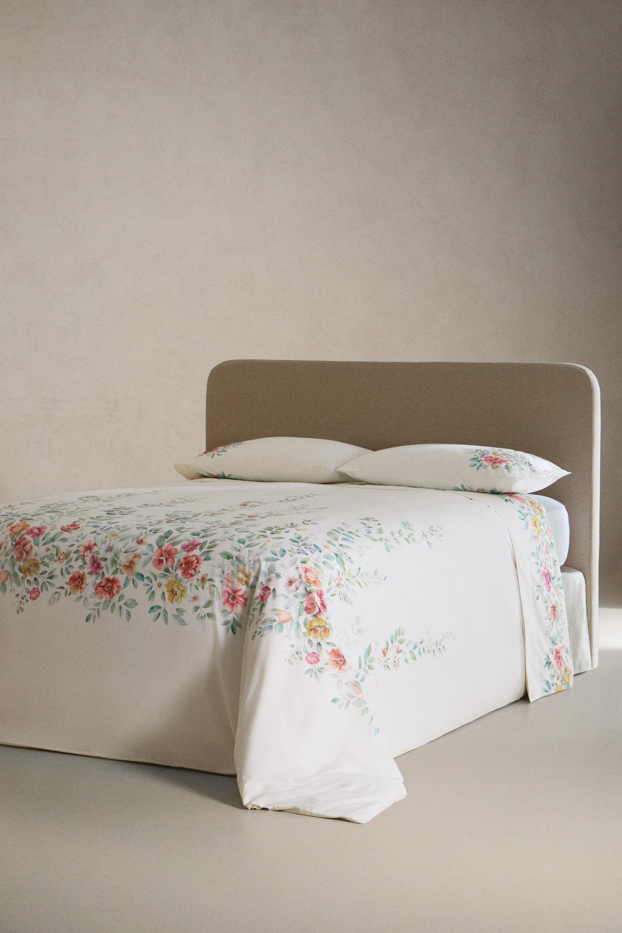 FLORAL PRINT COTTON DUVET COVER
