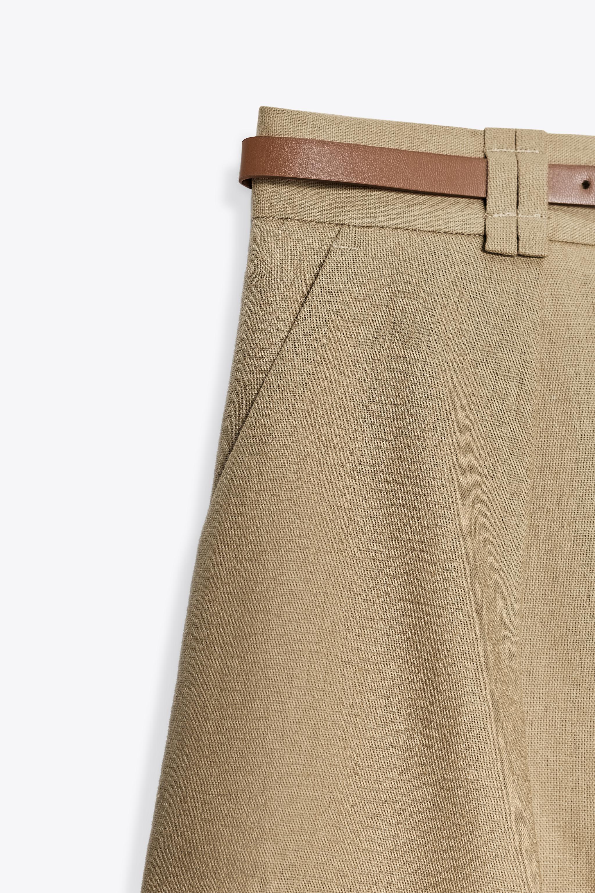 LINEN BELTED BERMUDA SHORTS