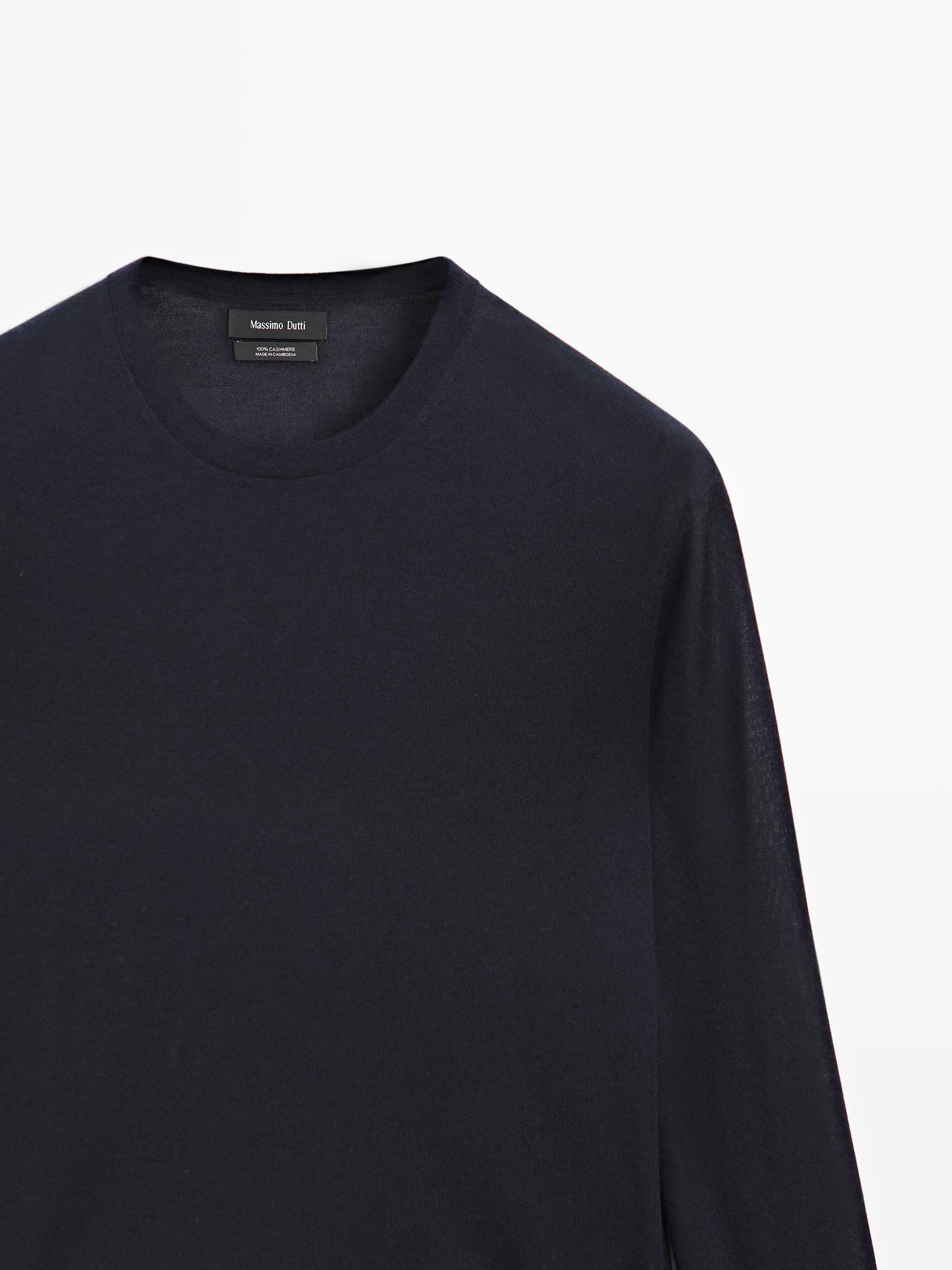 Knit 100% cashmere crew neck sweater