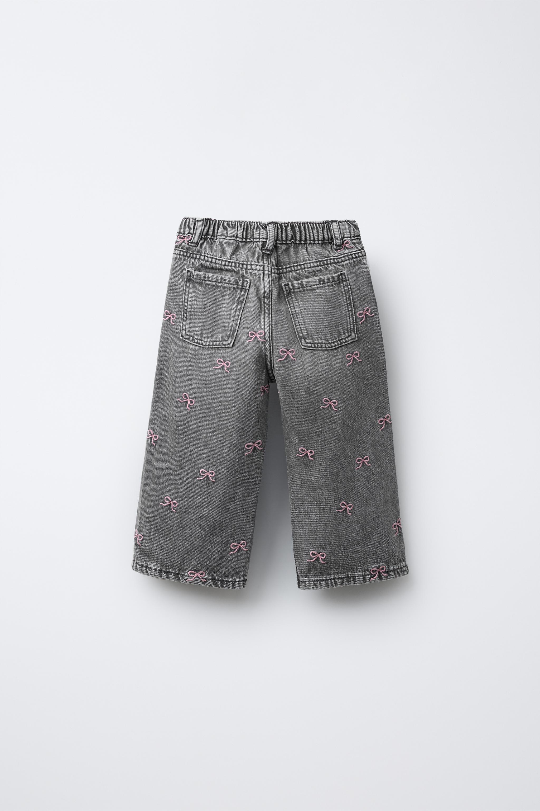 EMBROIDERED BOW CULOTTE JEANS