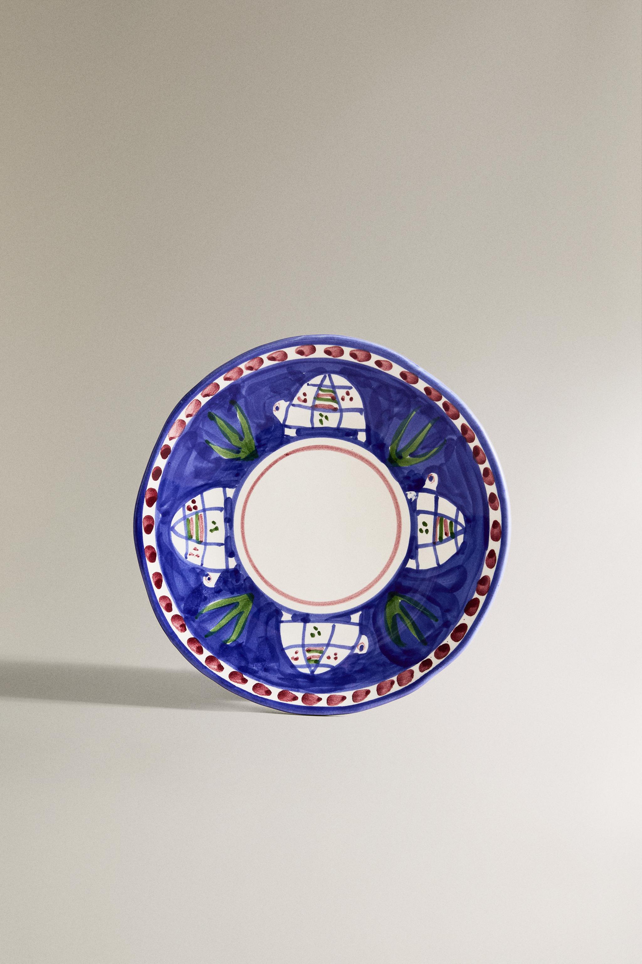 PAINTED CERAMIC DESSERT PLATE