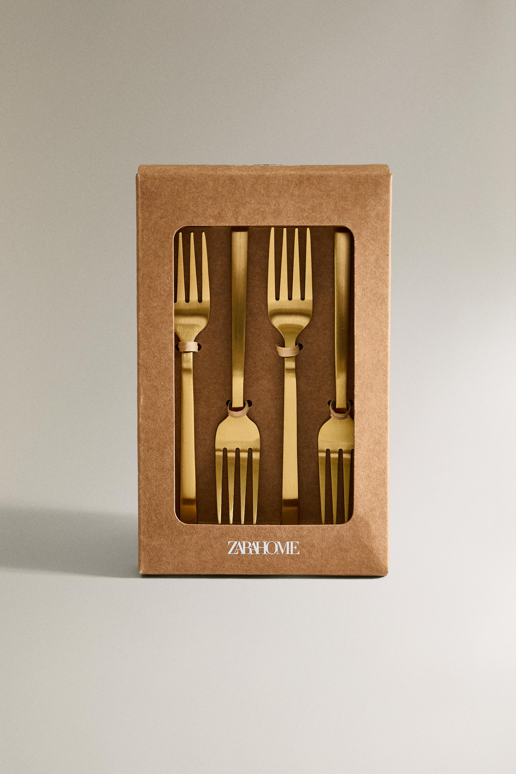 SET OF GOLD STEEL BRUNCH DESSERT FORKS (SET OF 4)