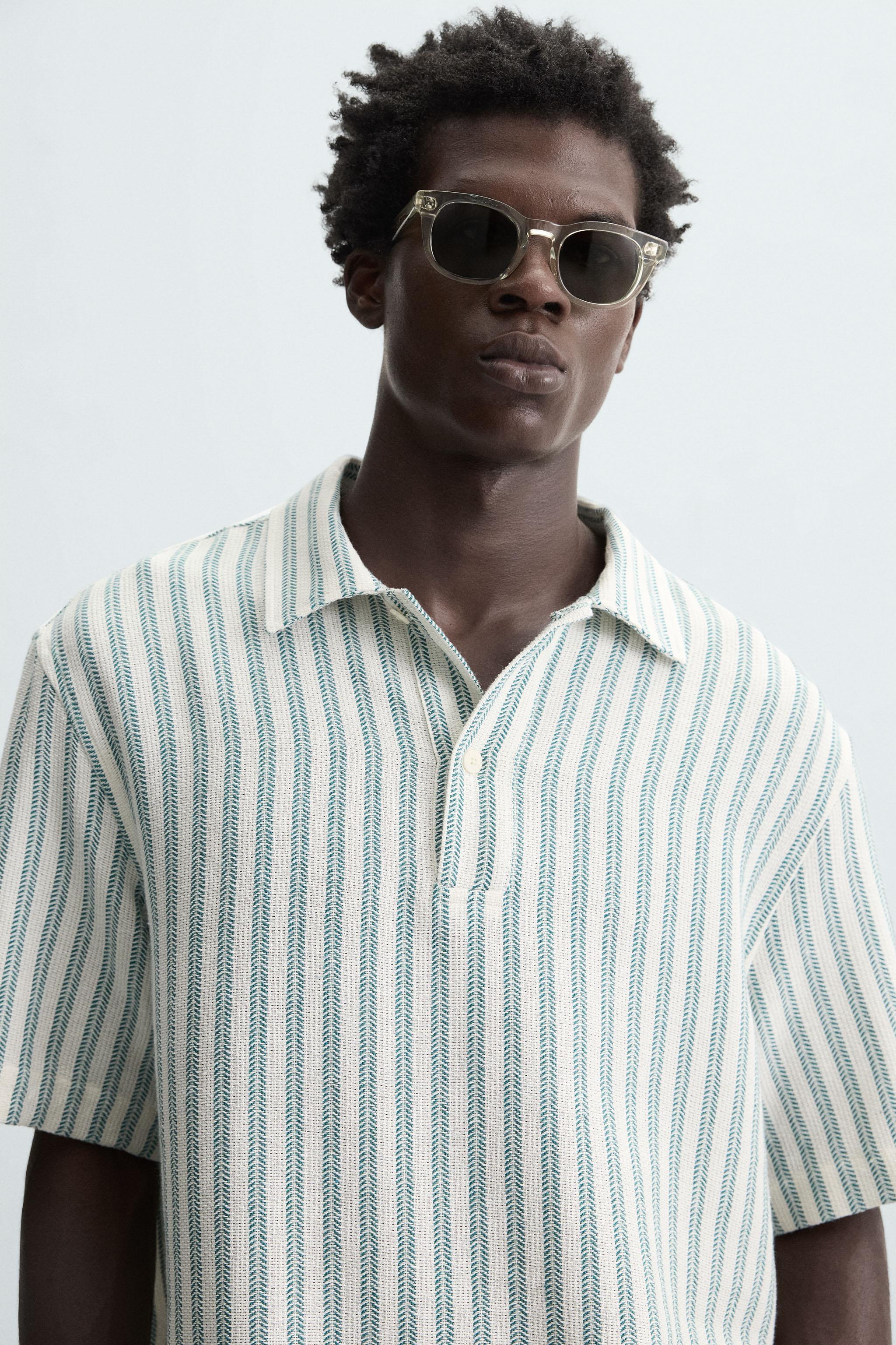 HERRINGBONE TEXTURED POLO SHIRT