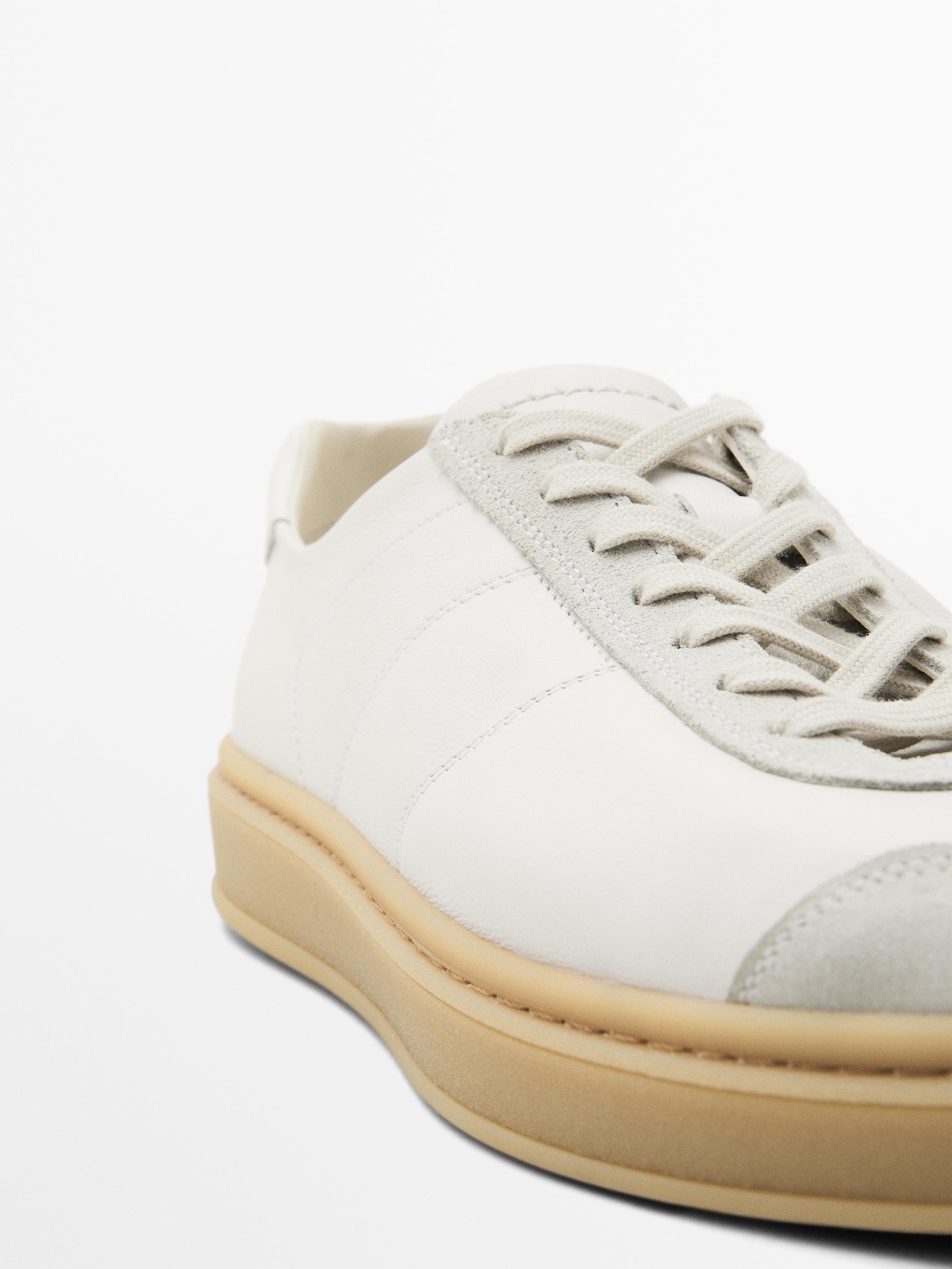 Contrast leather trainers