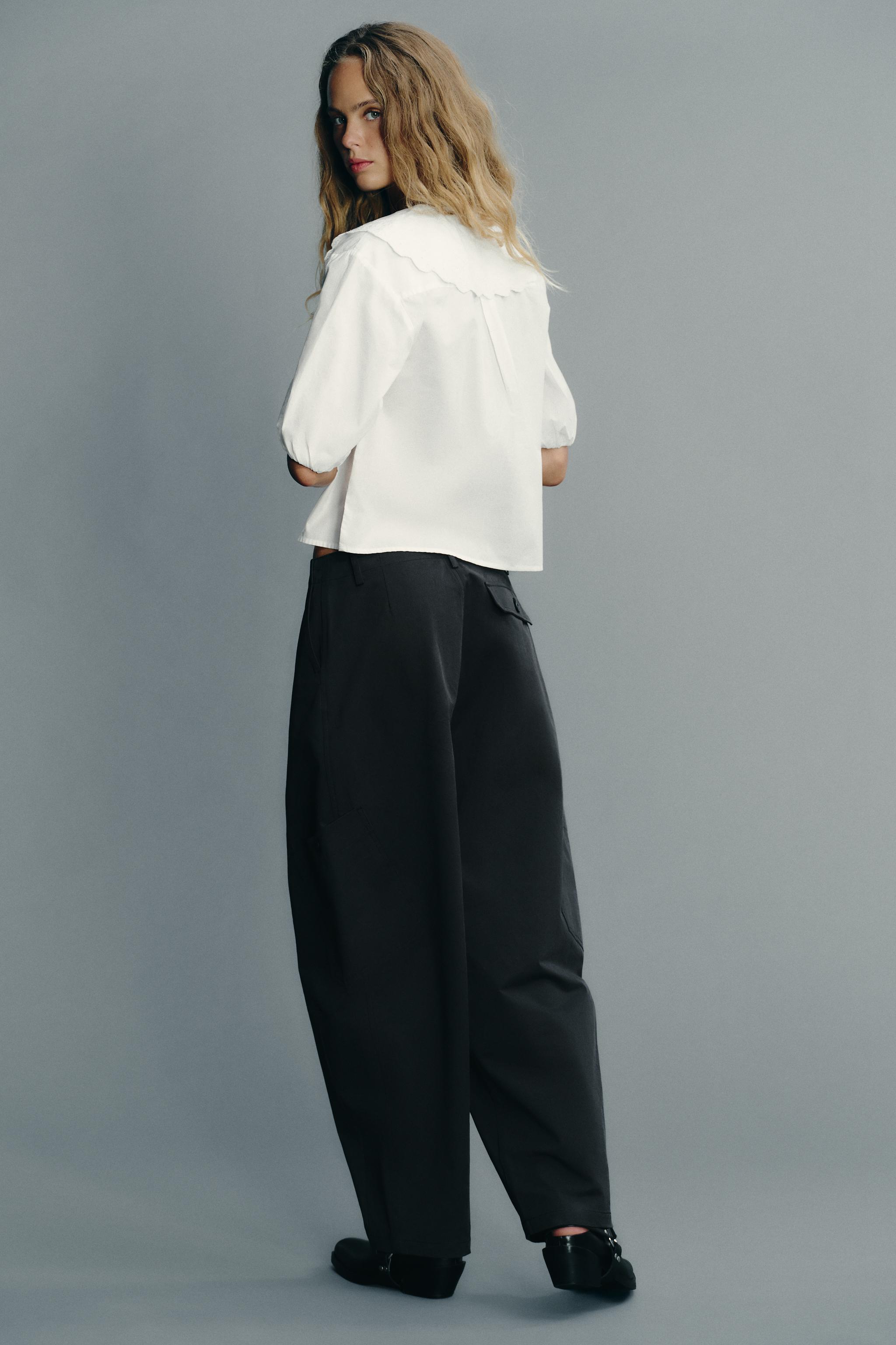 EMBROIDERED PETER PAN COLLAR SHIRT