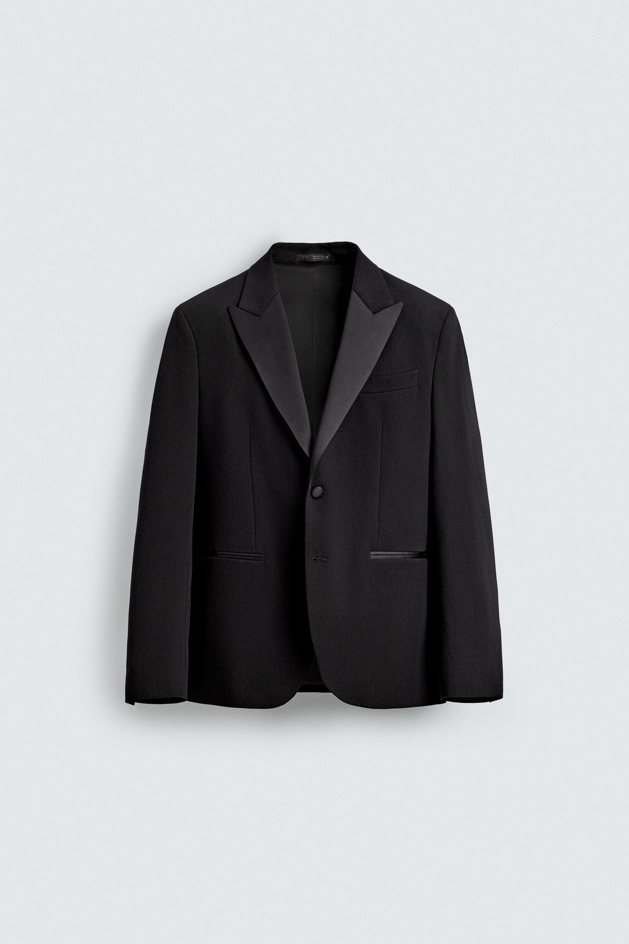 WOOL BLEND TUXEDO SUIT BLAZER