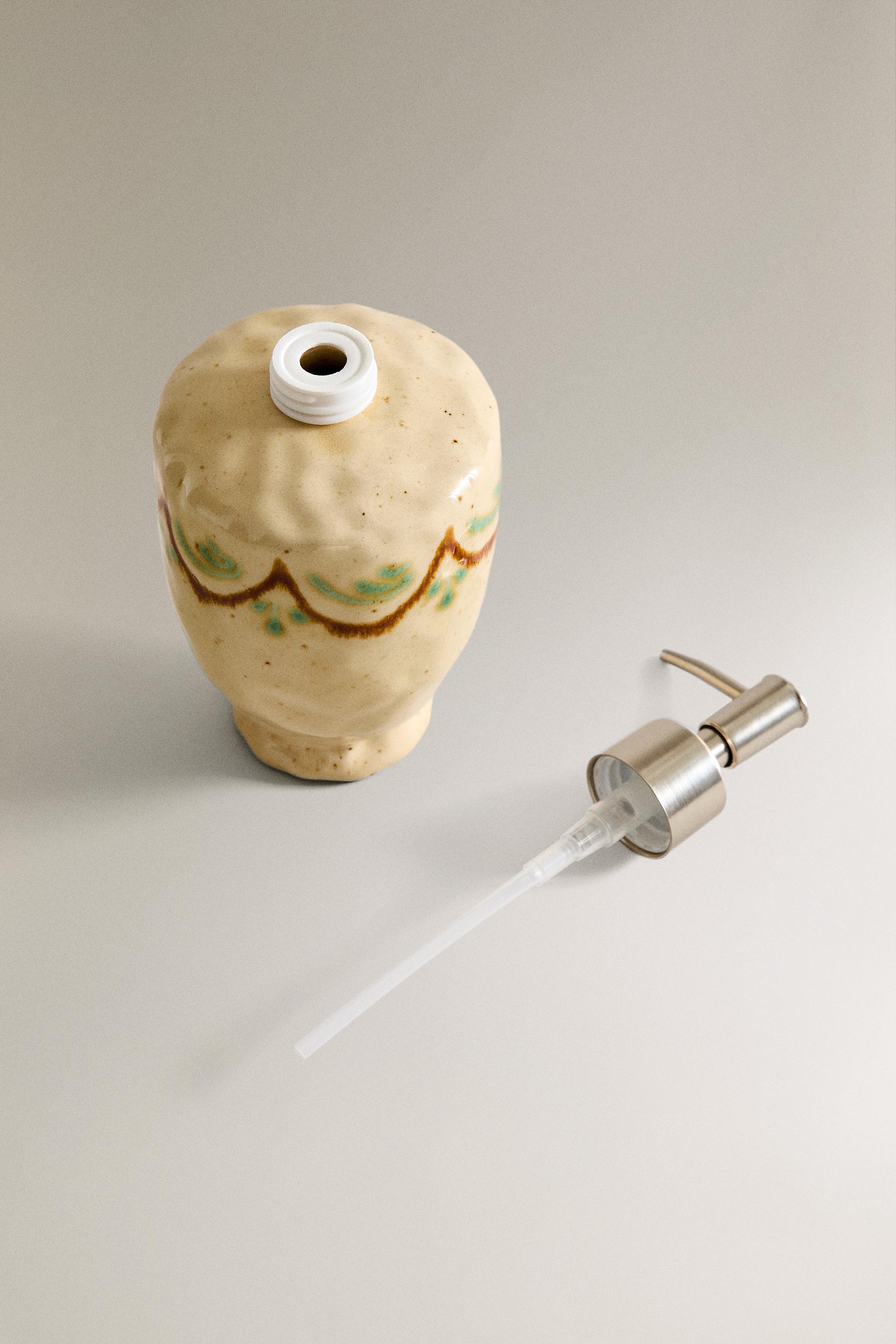 PAINTED CERAMIC SOAP DISPENSER