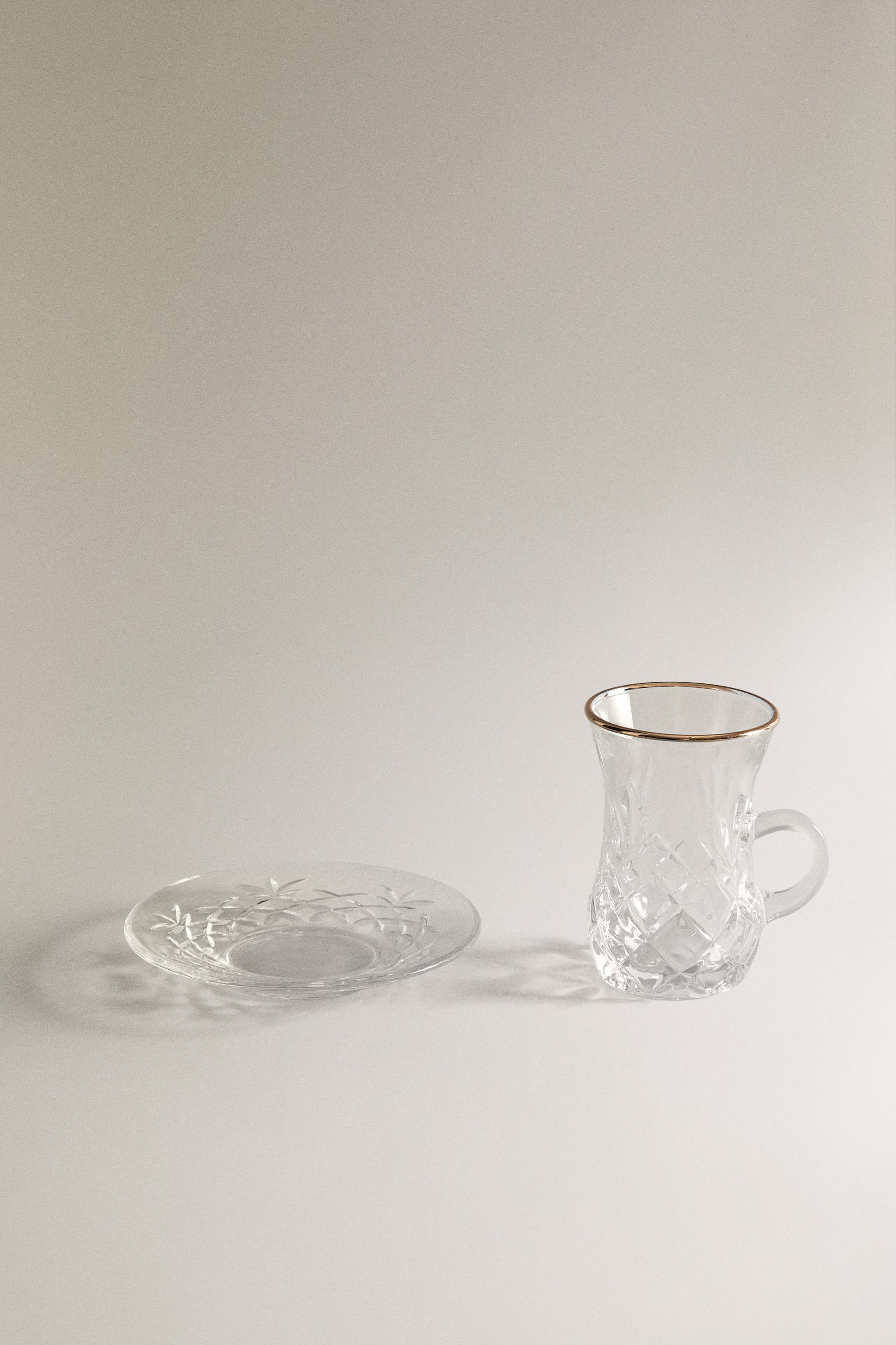 ENGRAVED GLASS TEACUP