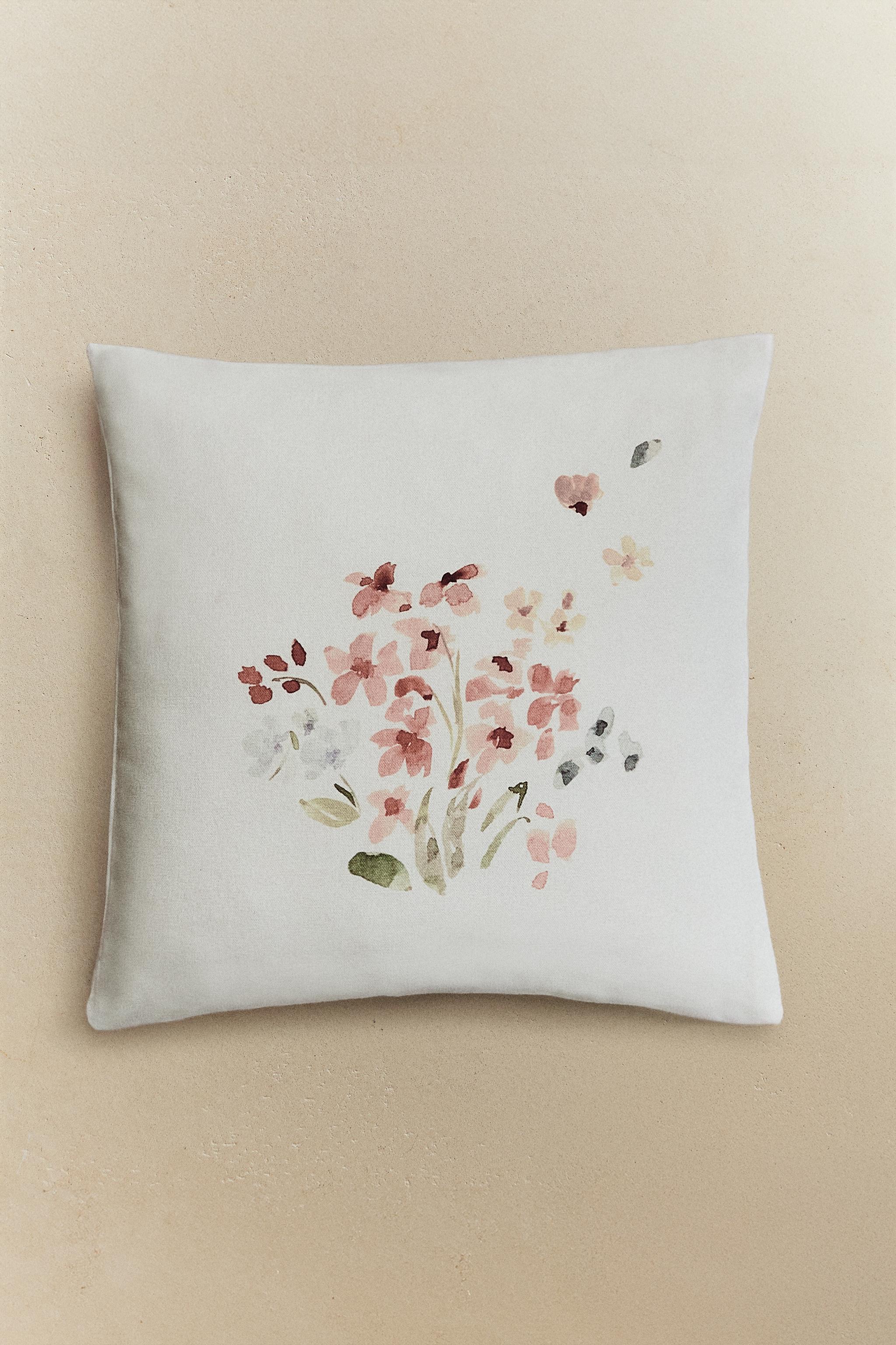 FLORAL PRINT THROW PILLOW COVER