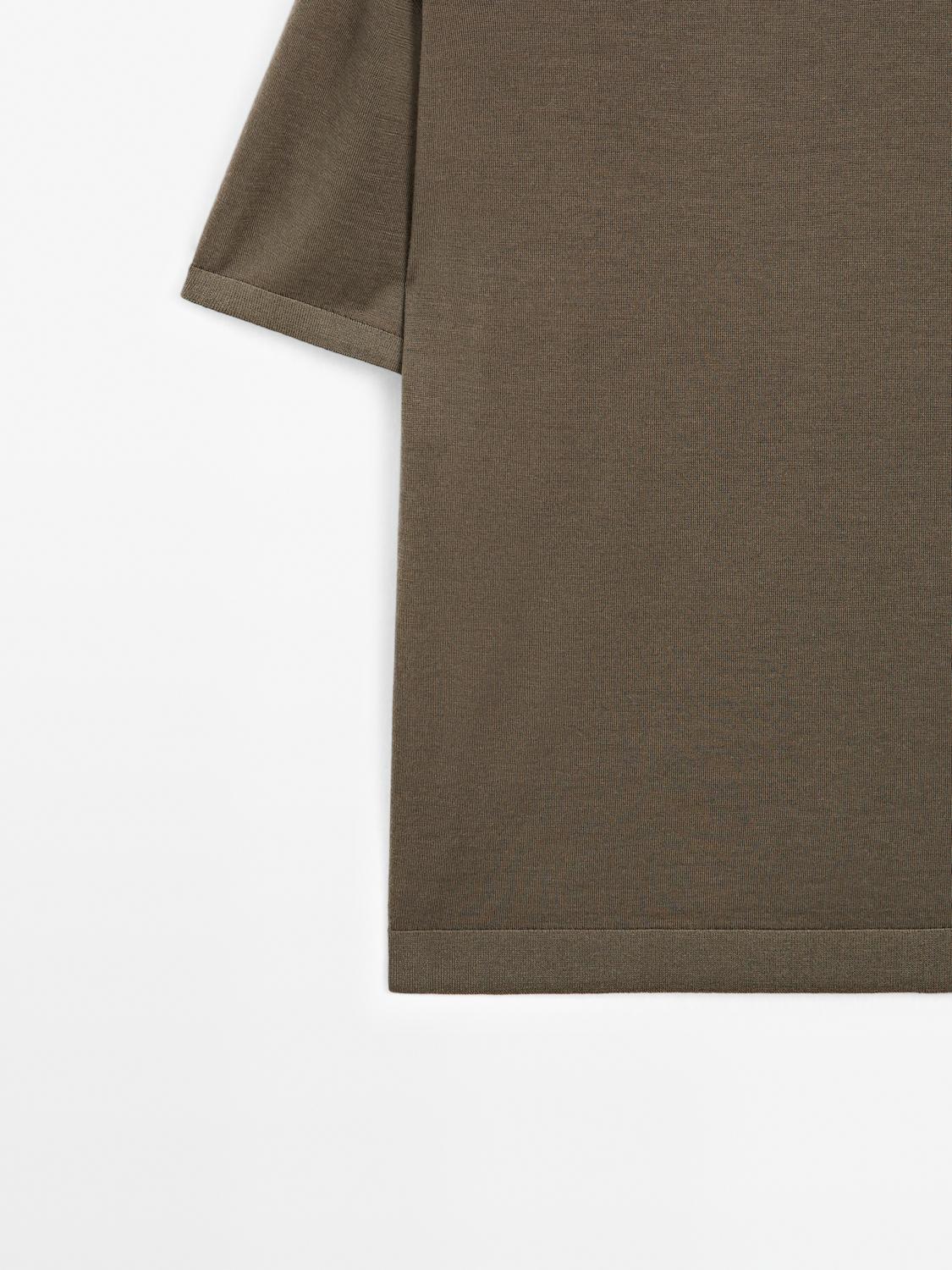 Short sleeve knit wool blend T-shirt