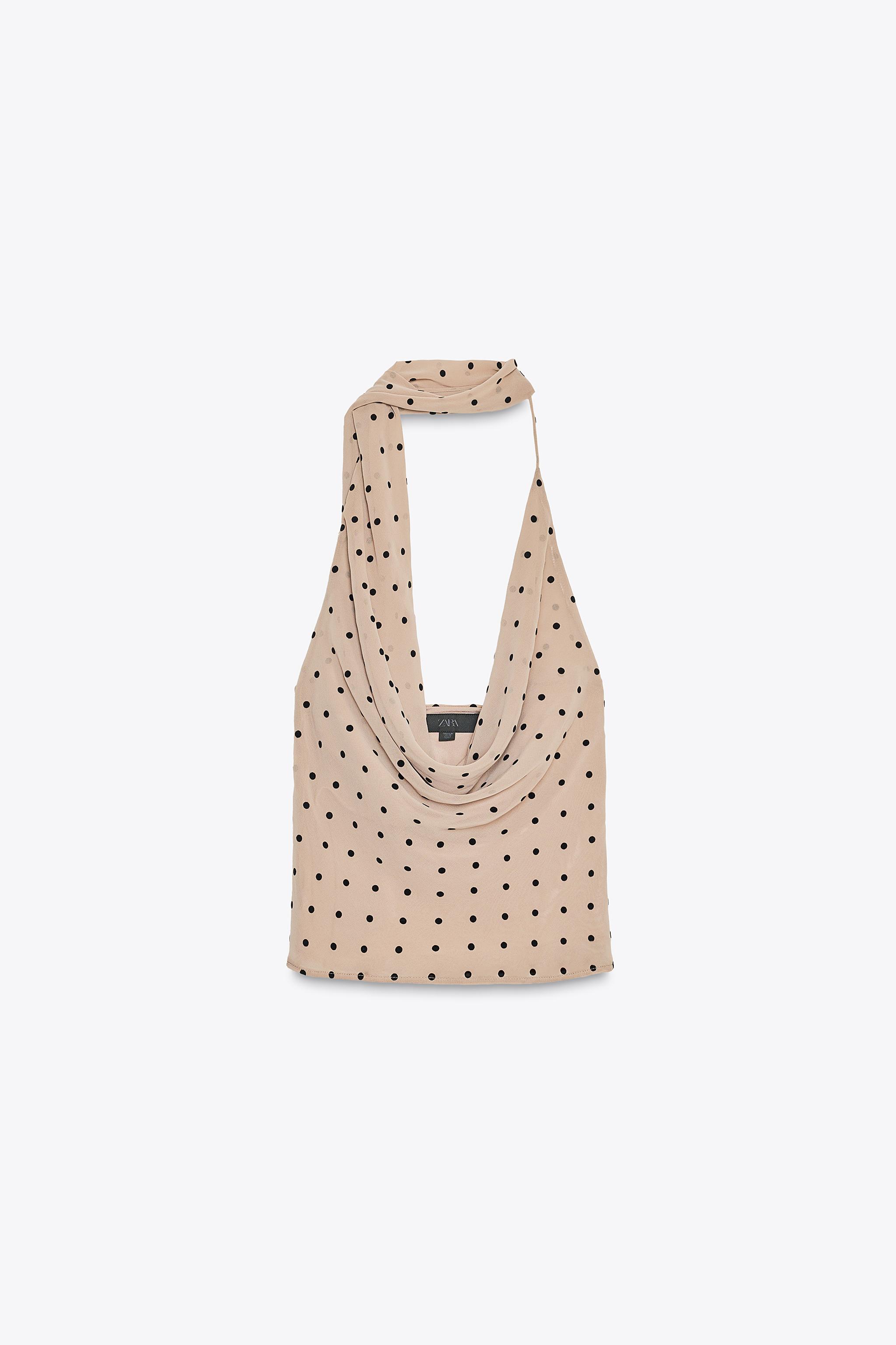 POLKA DOT HALTER SCARF TOP